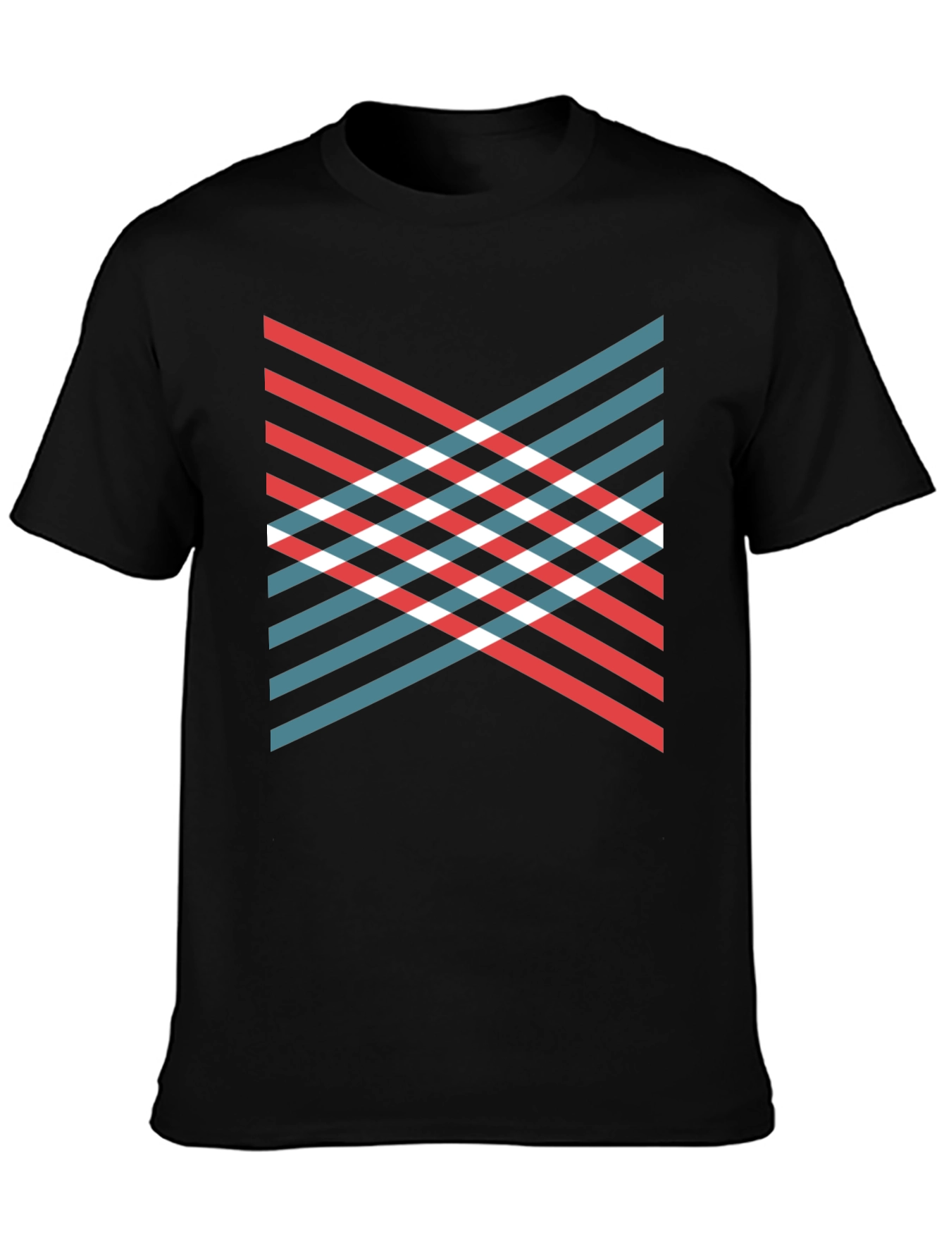 Black Modern Geometric Stripe T-Shirt view 3