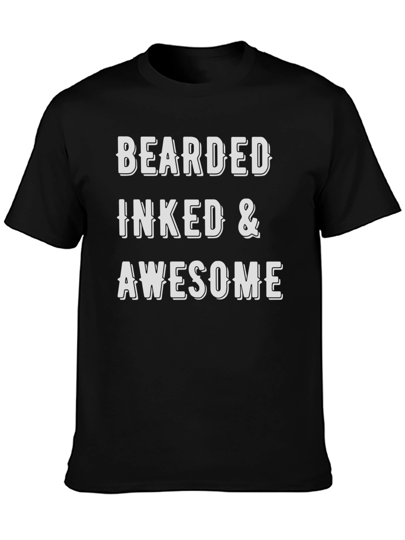 Black Bearded Inked & Awesome Graphic T-Shirt view 3