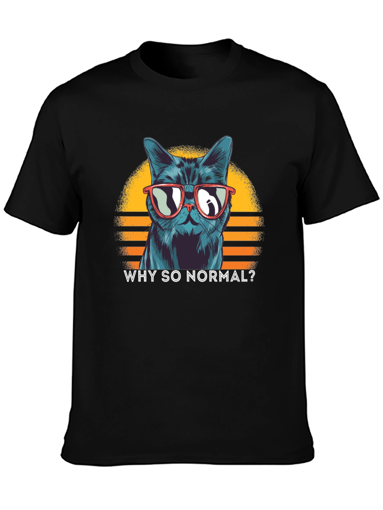 Black Cool Cat T-Shirt: Why So Normal? view 3