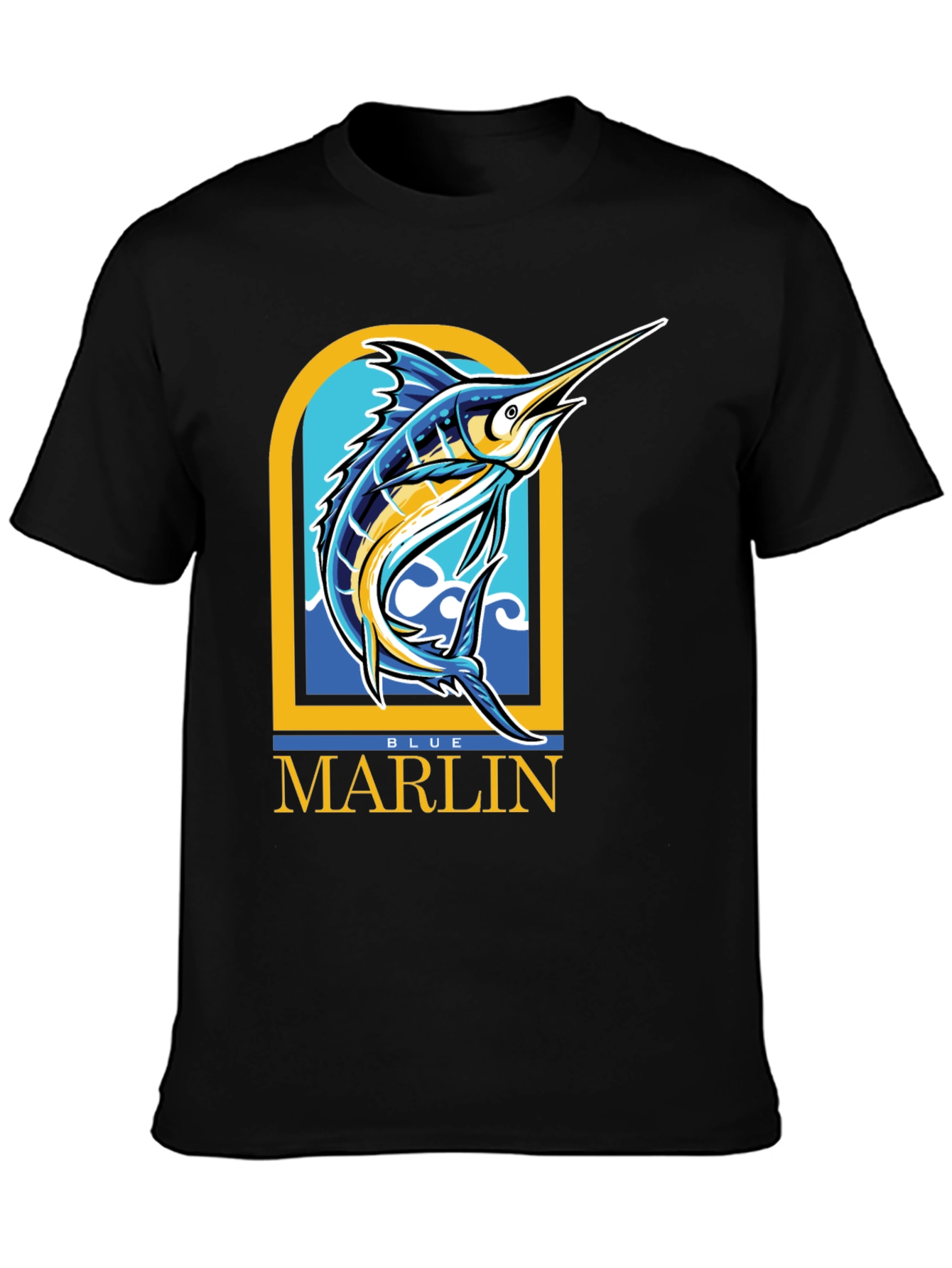 Black Blue Marlin Graphic T-Shirt - Men's Black Tee view 3