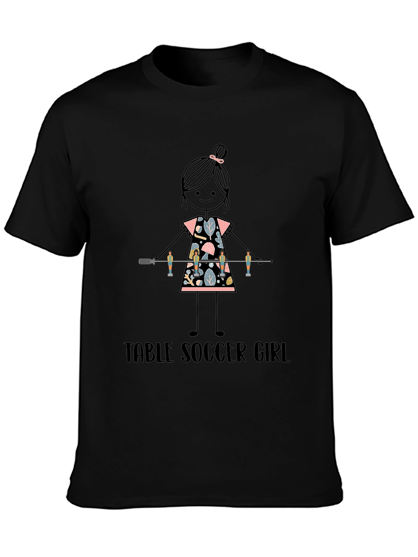 Black Table Soccer Girl Graphic Tee - Fun Sports T-Shirt view 3
