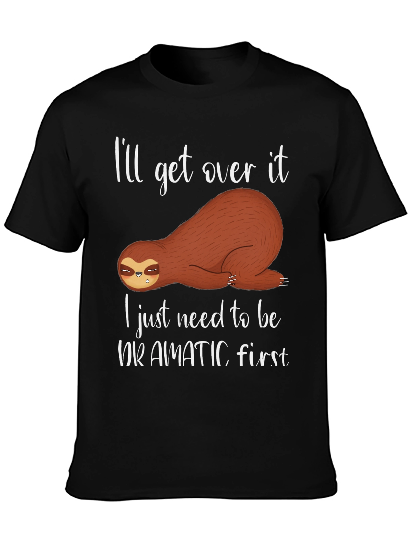 Black Dramatic Sloth T-Shirt - Funny Graphic Tee view 3