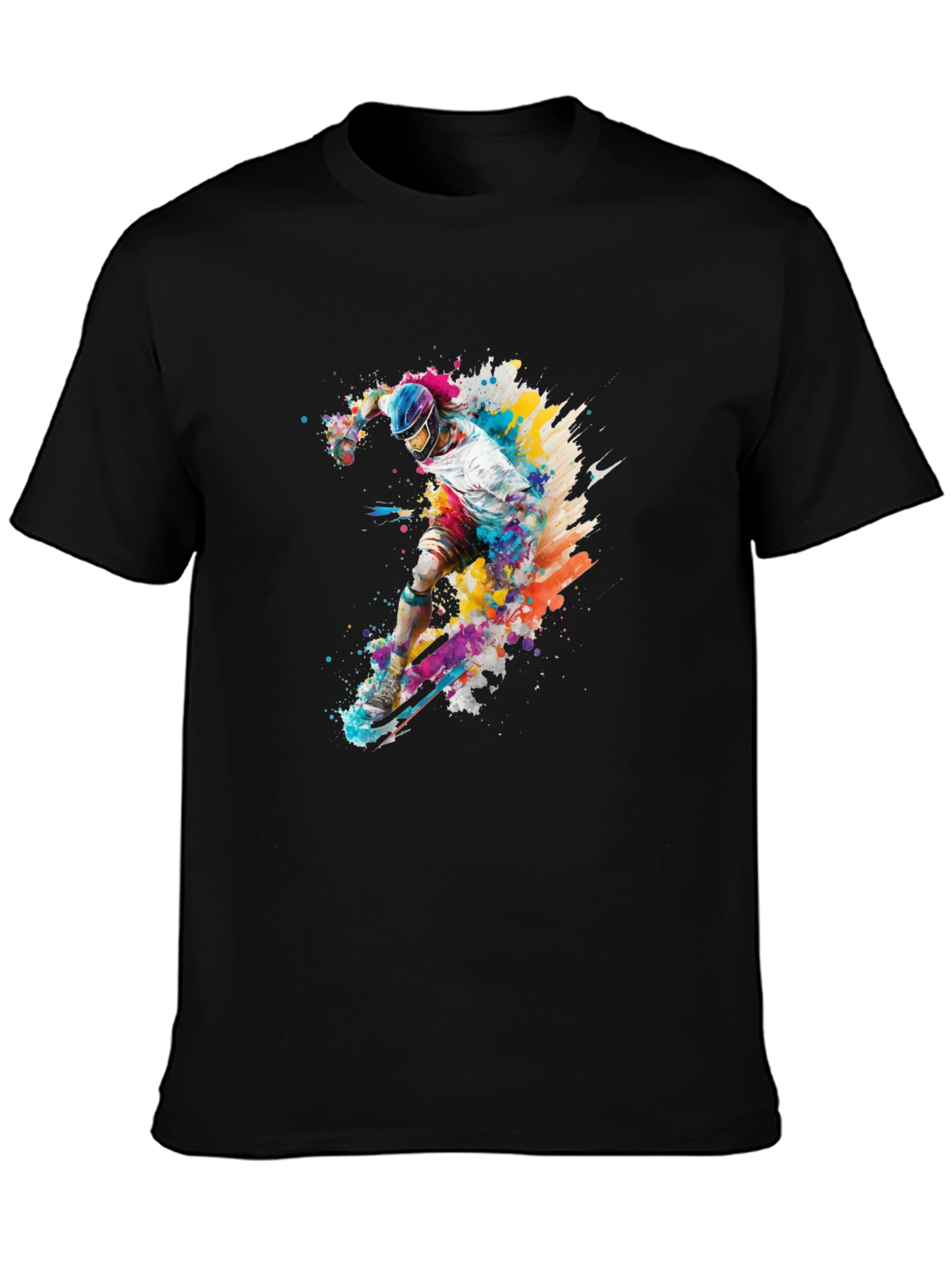 Black Colorful Skateboarder Graphic Tee view 3
