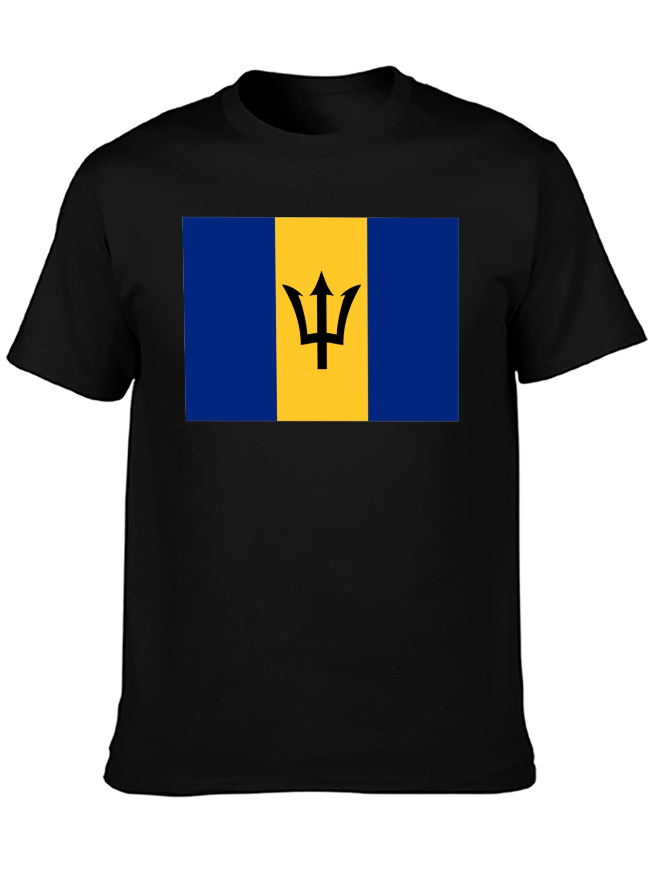 Black Barbados Flag T-Shirt -  Unisex Crew Neck Tee view 3