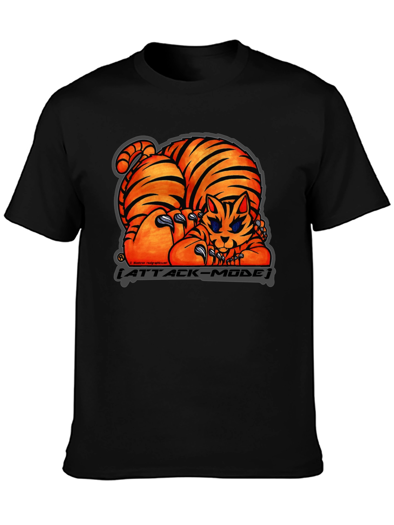 Black Attack Mode Tiger Graphic T-Shirt, Cotton Blend, Casual Wear view 3