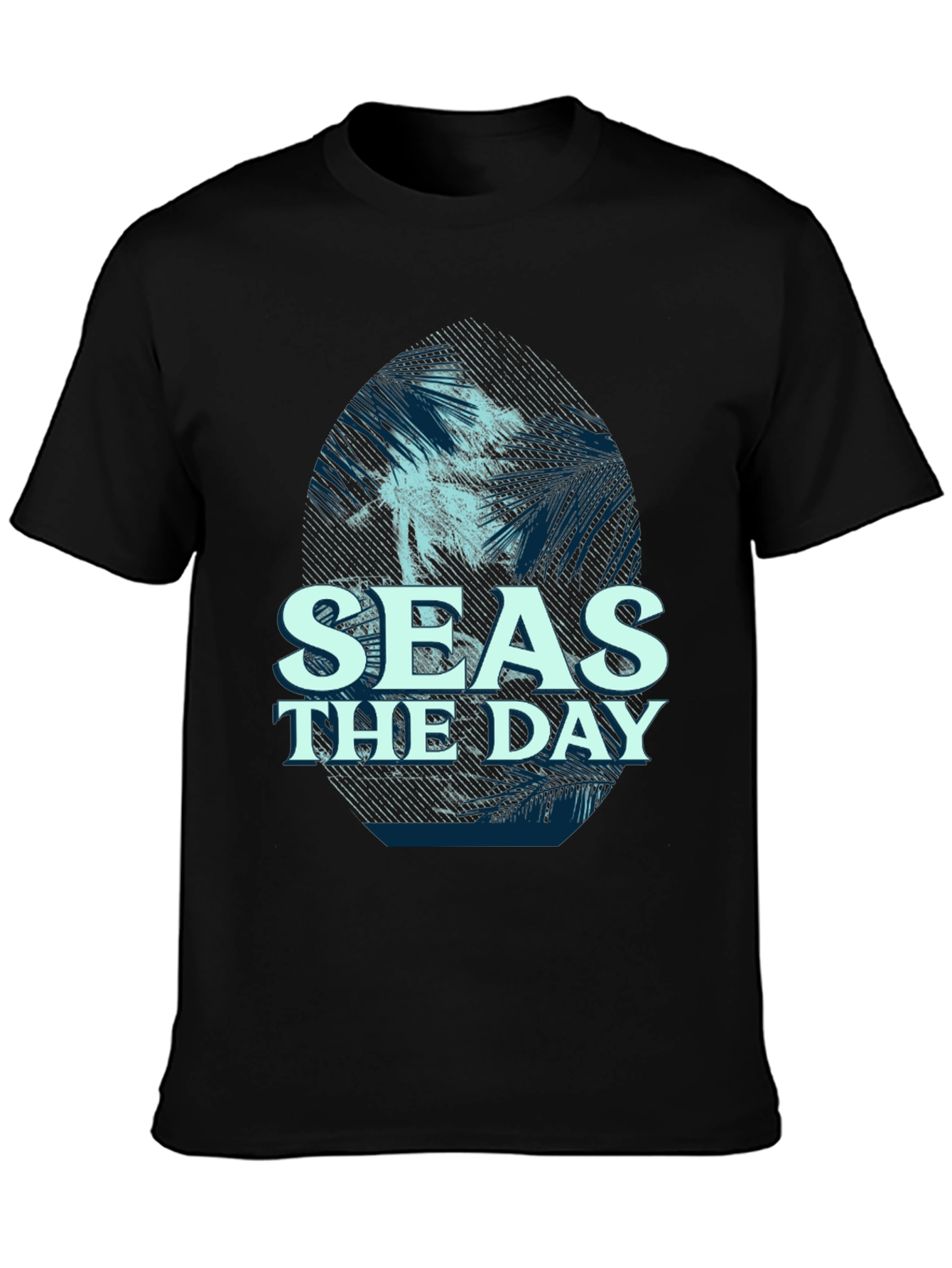Seas the Day Graphic T-Shirt, Black Casual Tee - 3