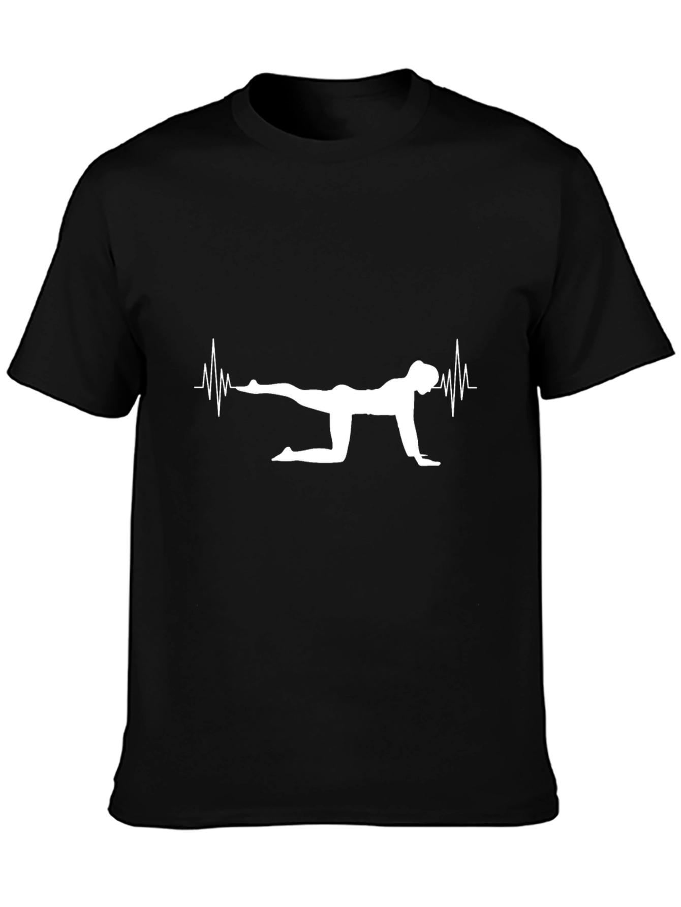 Black Yoga Heartbeat Graphic Tee - Black T-Shirt view 3