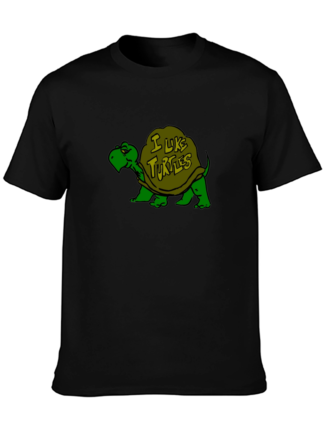 Black I Like Turtles Black T-Shirt view 3