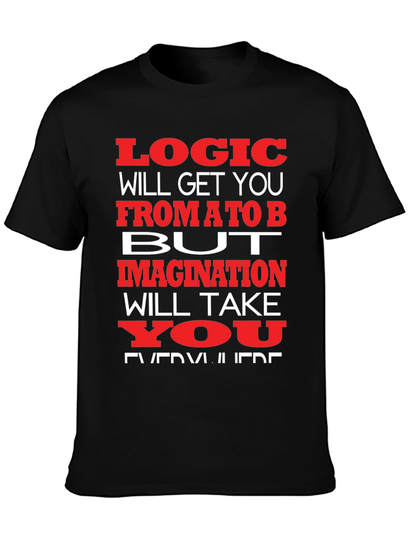 Black Logic vs. Imagination Graphic T-Shirt view 3