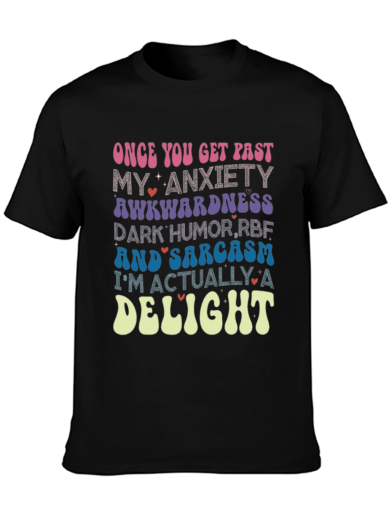 Black Anxiety Sarcasm Delight Novelty Graphic Tee view 3