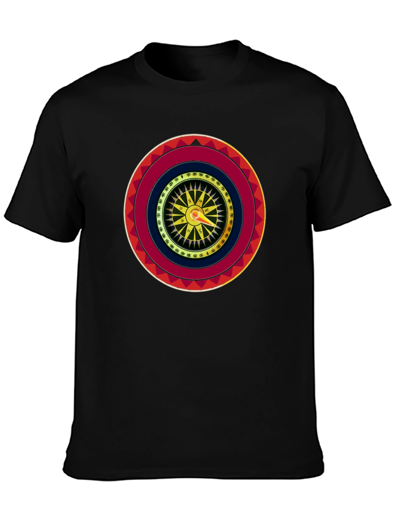 Black Compass Graphic Print Crew Neck T-Shirt view 3
