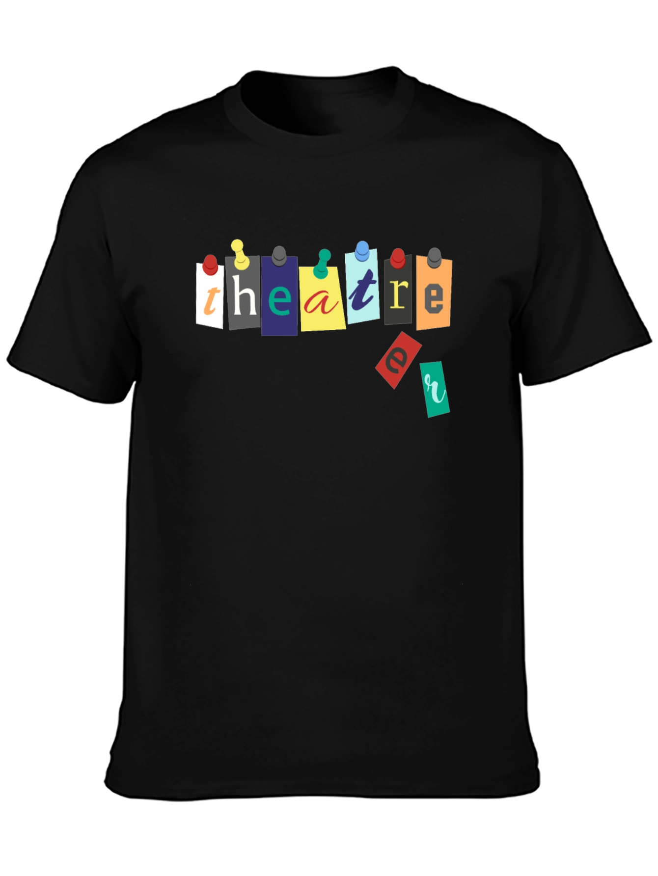Black Theatre Push Pin T-Shirt view 3