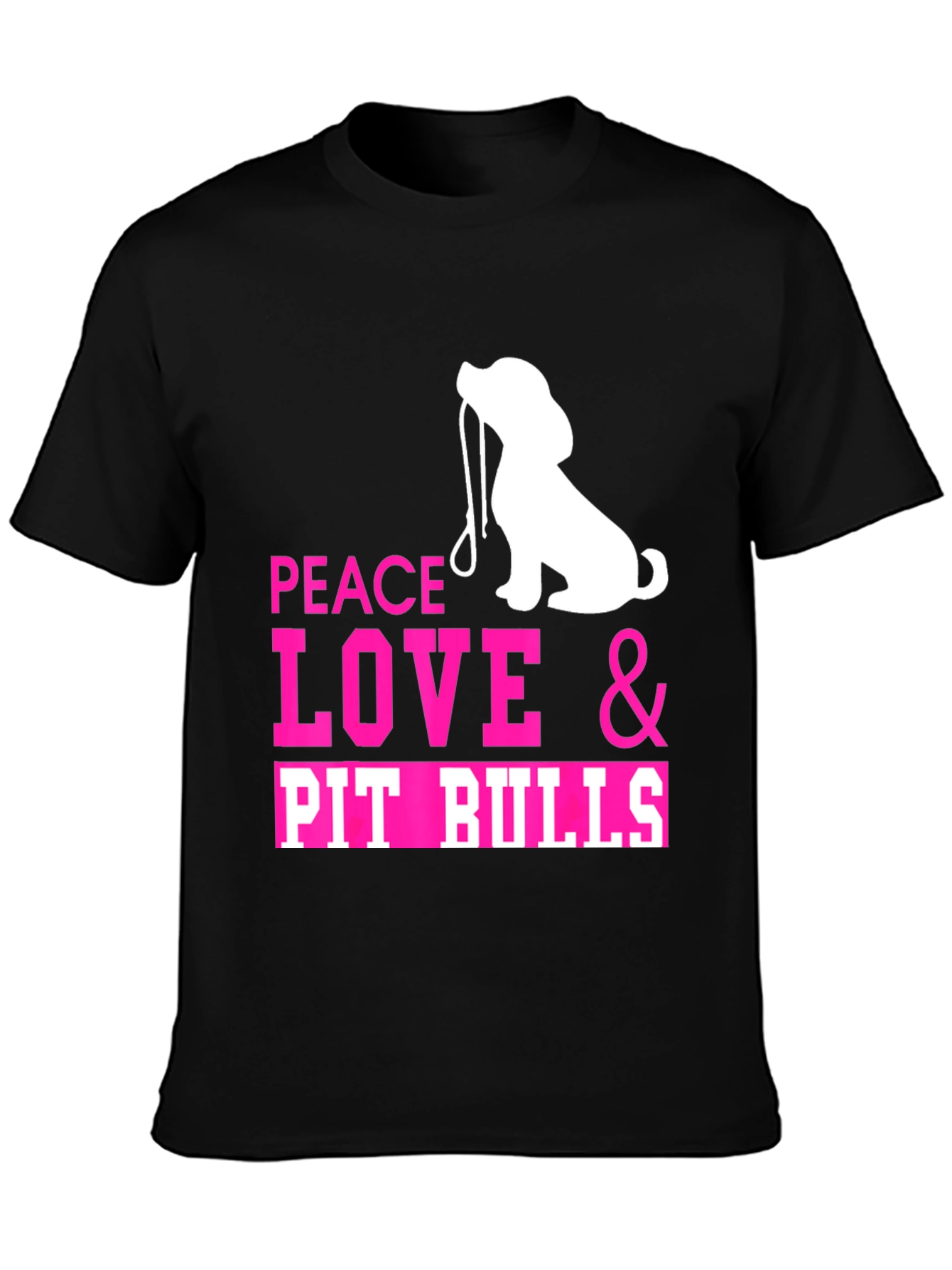 Black Peace Love & Pit Bulls T-Shirt view 3