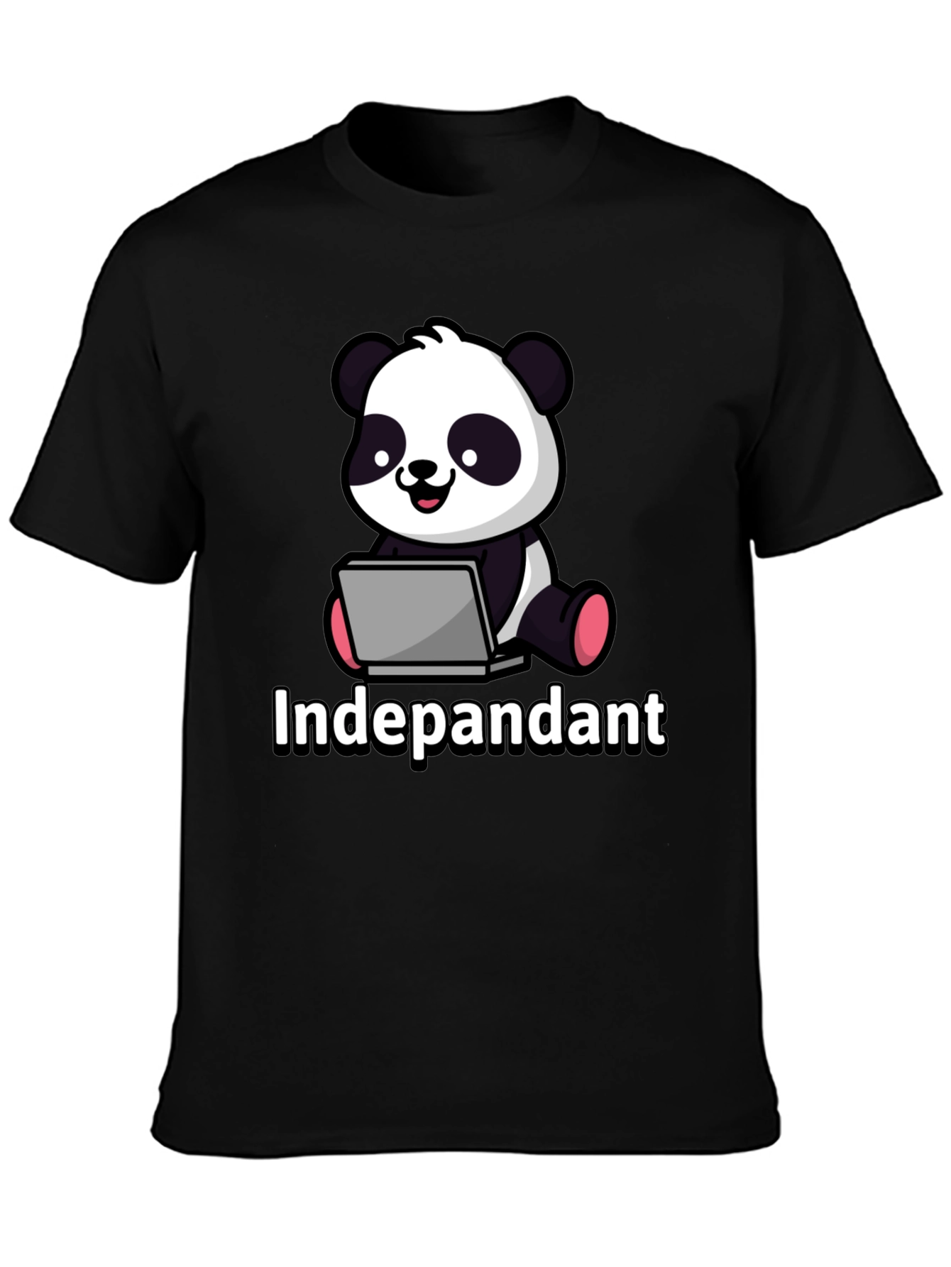 Black Independant Panda Graphic Tee - Soft Black Cotton T-Shirt view 3