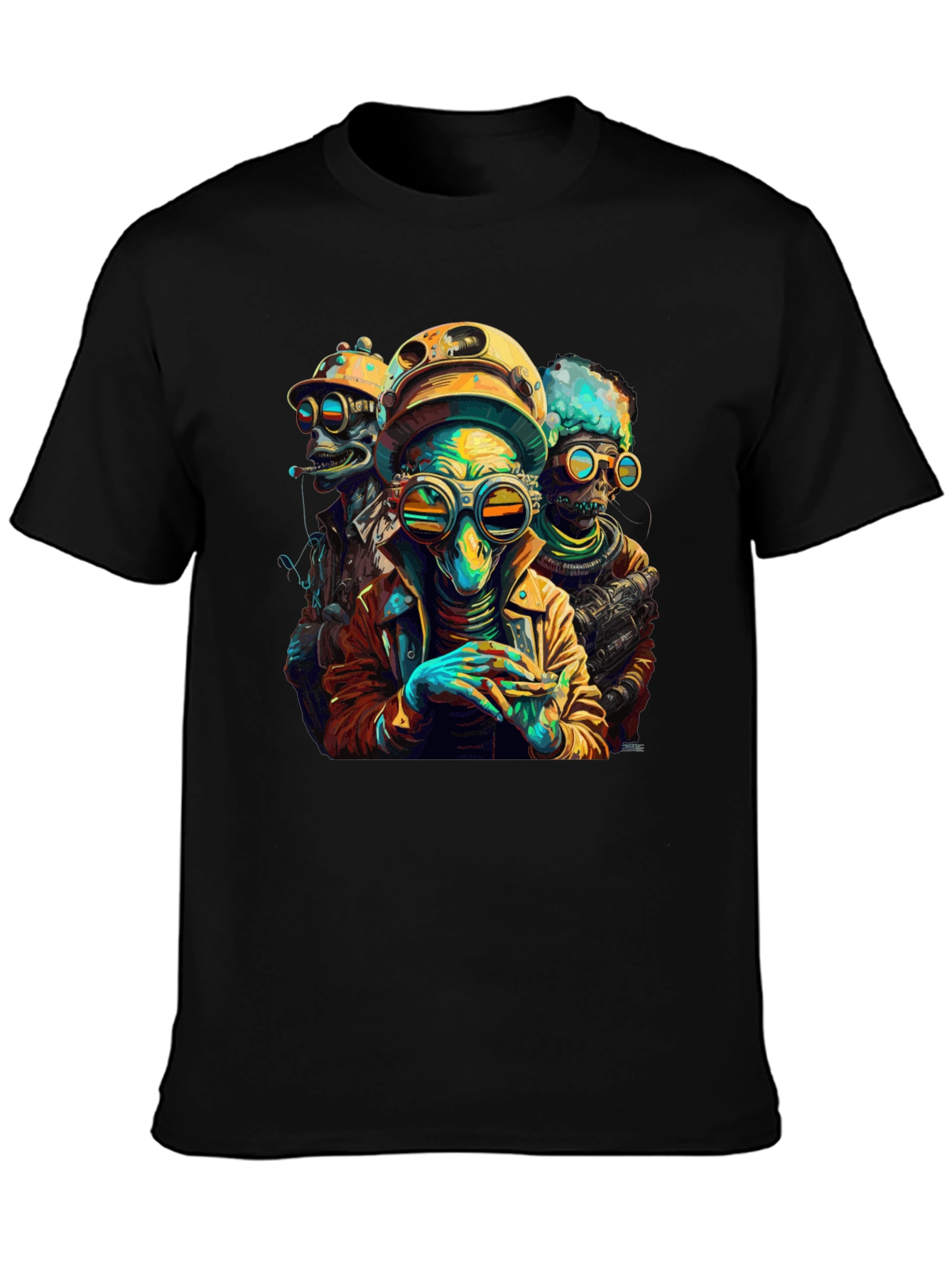 Black Retro Alien Crew Graphic T-Shirt view 3