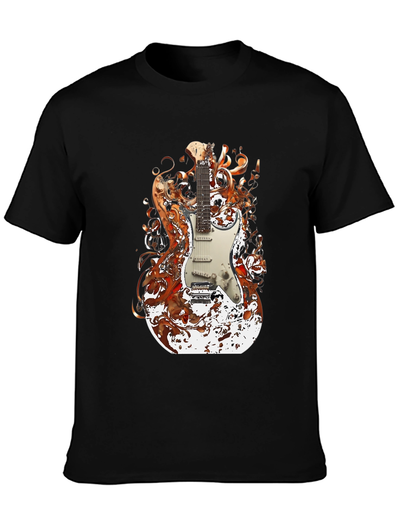 Black Electric Guitar Graphic Tee - Rocker Style view 3