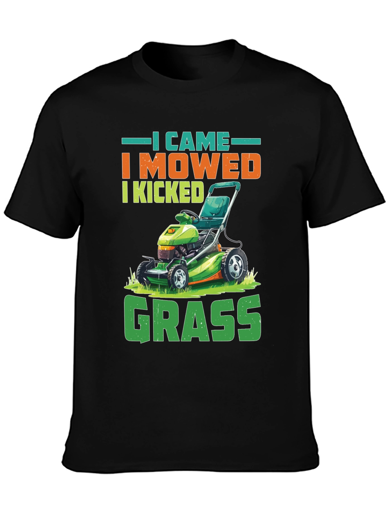 Black I Came I Mowed Funny Lawn Mowing T-Shirt view 3
