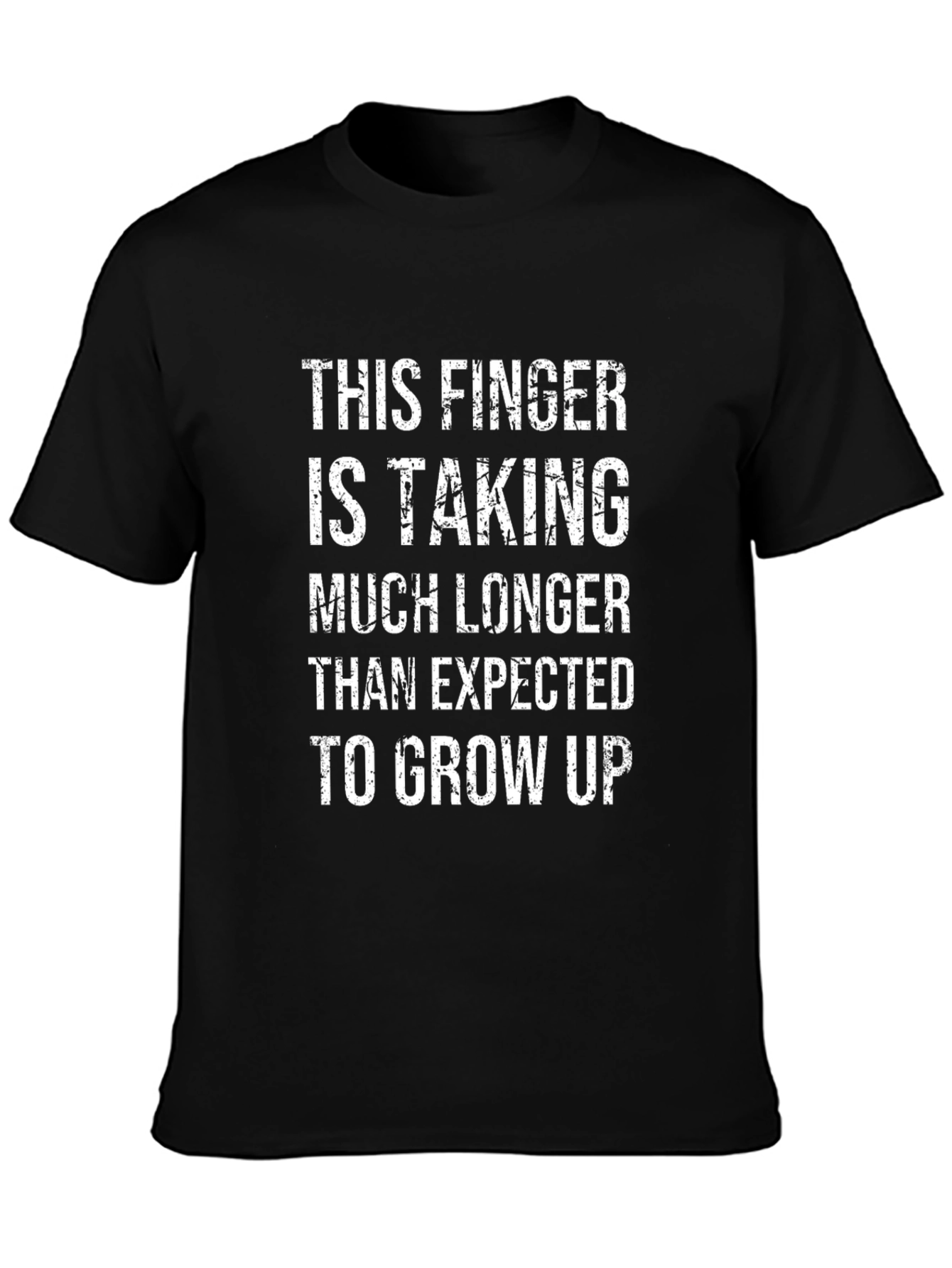 Black Humorous Finger Growing Up T-Shirt view 3