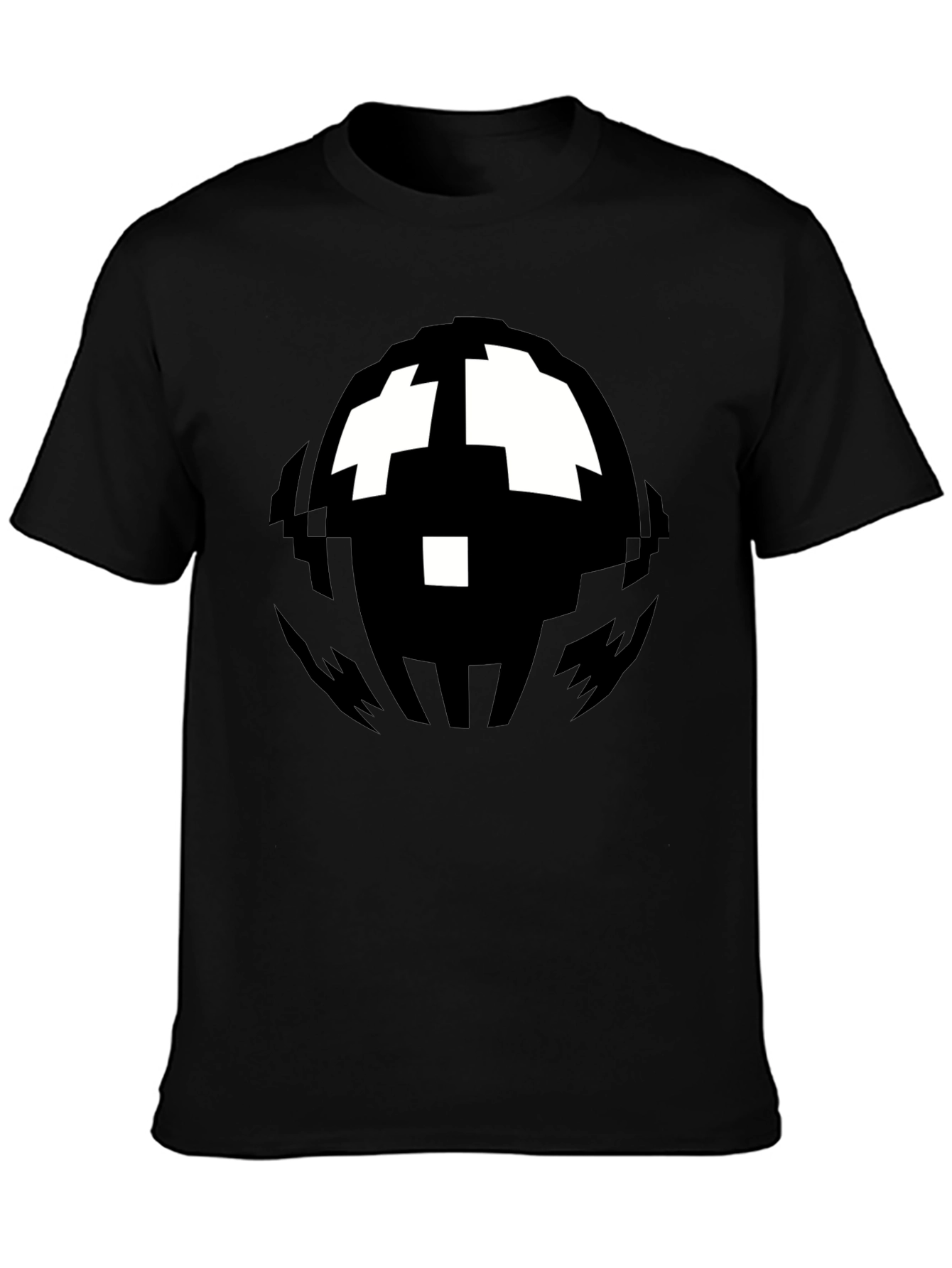 Black Pixelated Graphic T-Shirt - Black Crew Neck Tee view 3