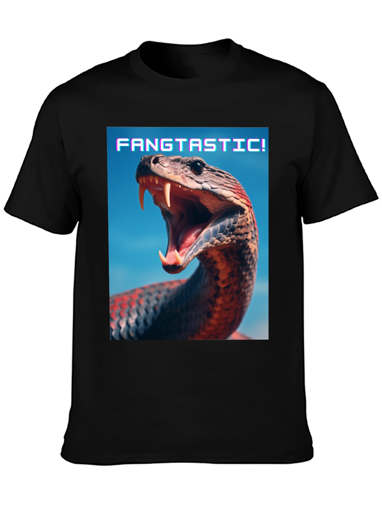 Black Fangtastic Snake Graphic Tee - Unique Animal Print Shirt view 3