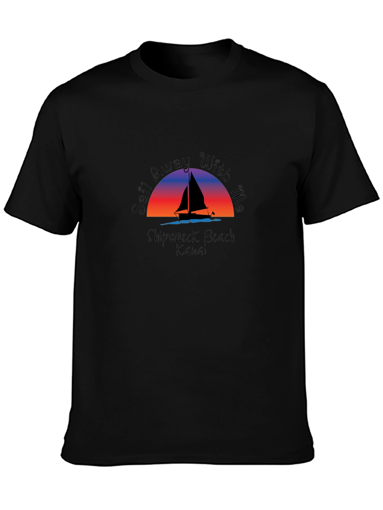 Black Sail Away With Me Black Graphic Tee view 3