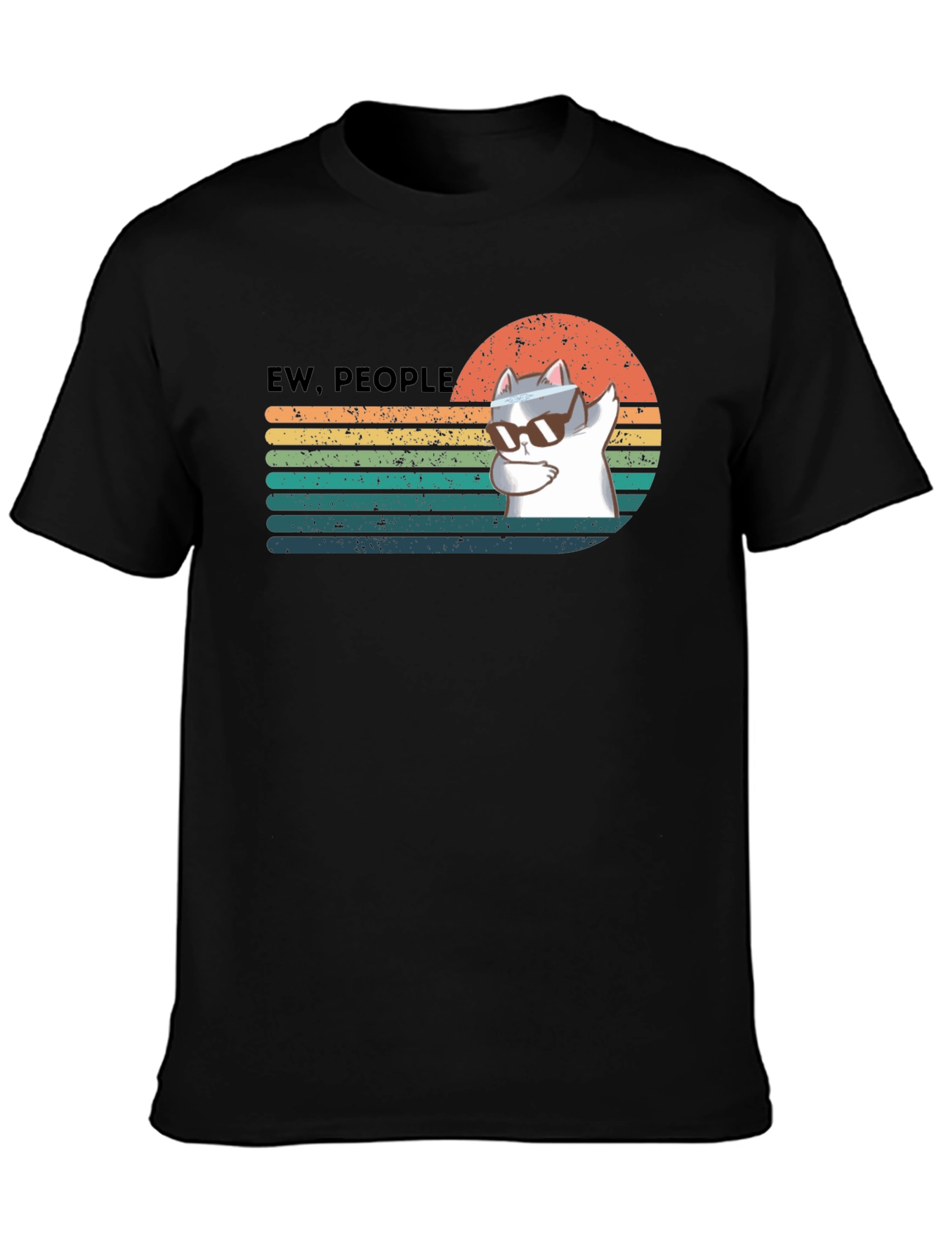 Black Ew People Cat Dabbing Graphic T-Shirt view 3