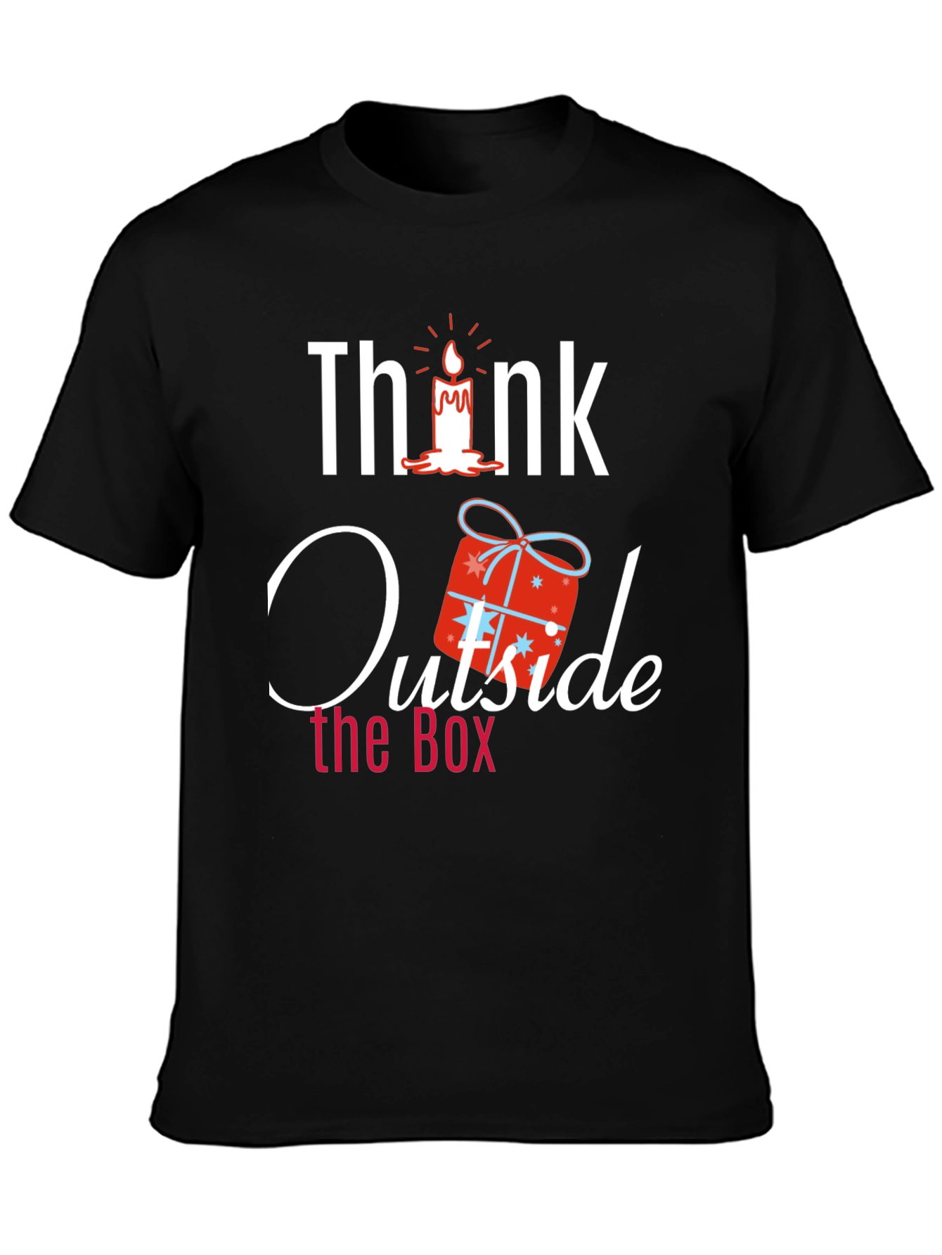 Black Think Outside the Box Novelty Graphic T-Shirt view 3