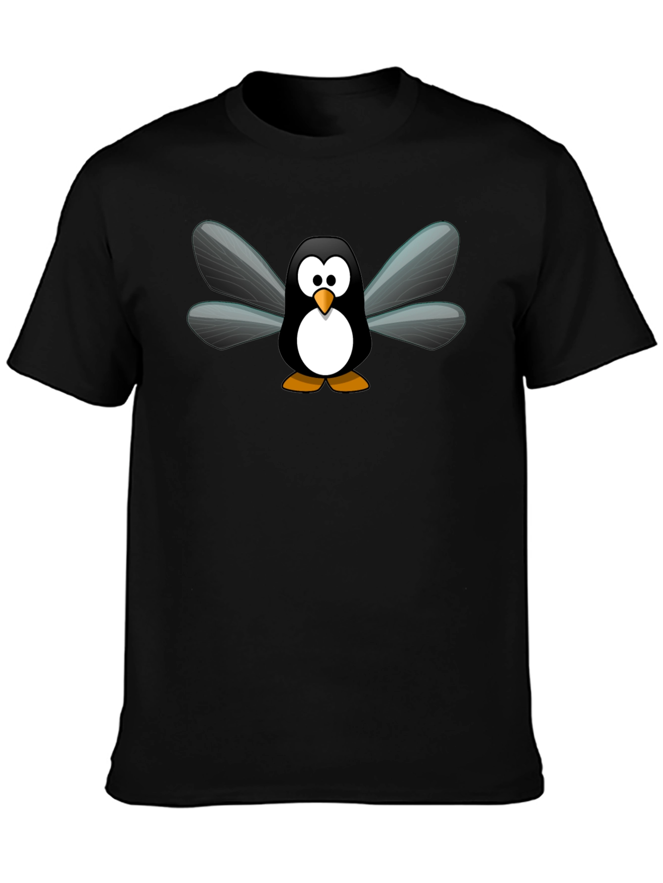 Black Penguin Fly T-Shirt - Soft Cotton Graphic Tee view 3