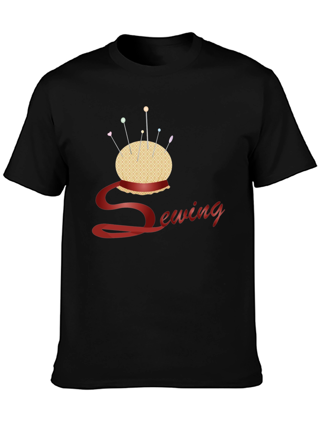 Black Sewing Themed Black T-Shirt view 3
