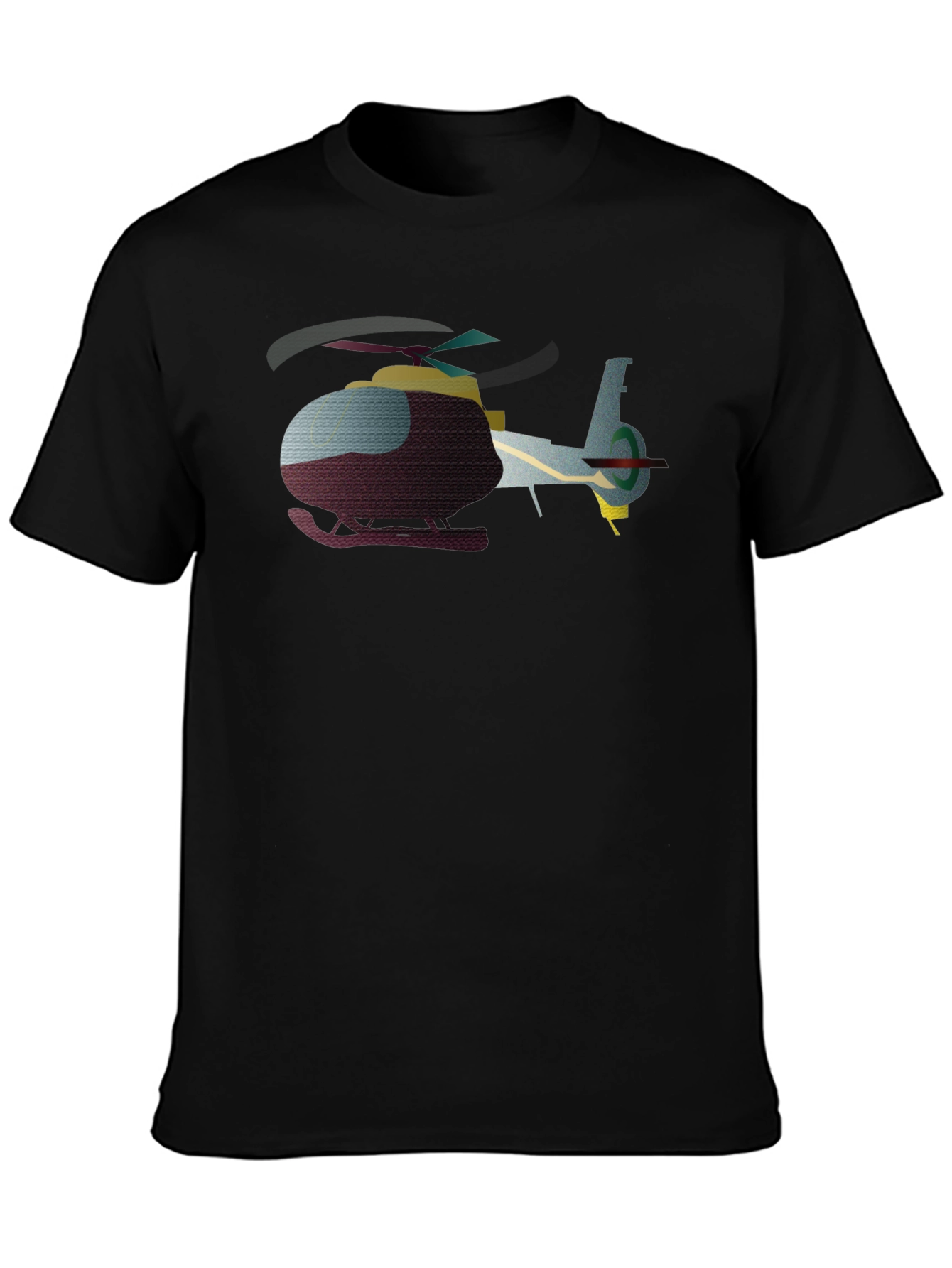 Black Helicopter Graphic T-Shirt - Black Crew Neck view 3