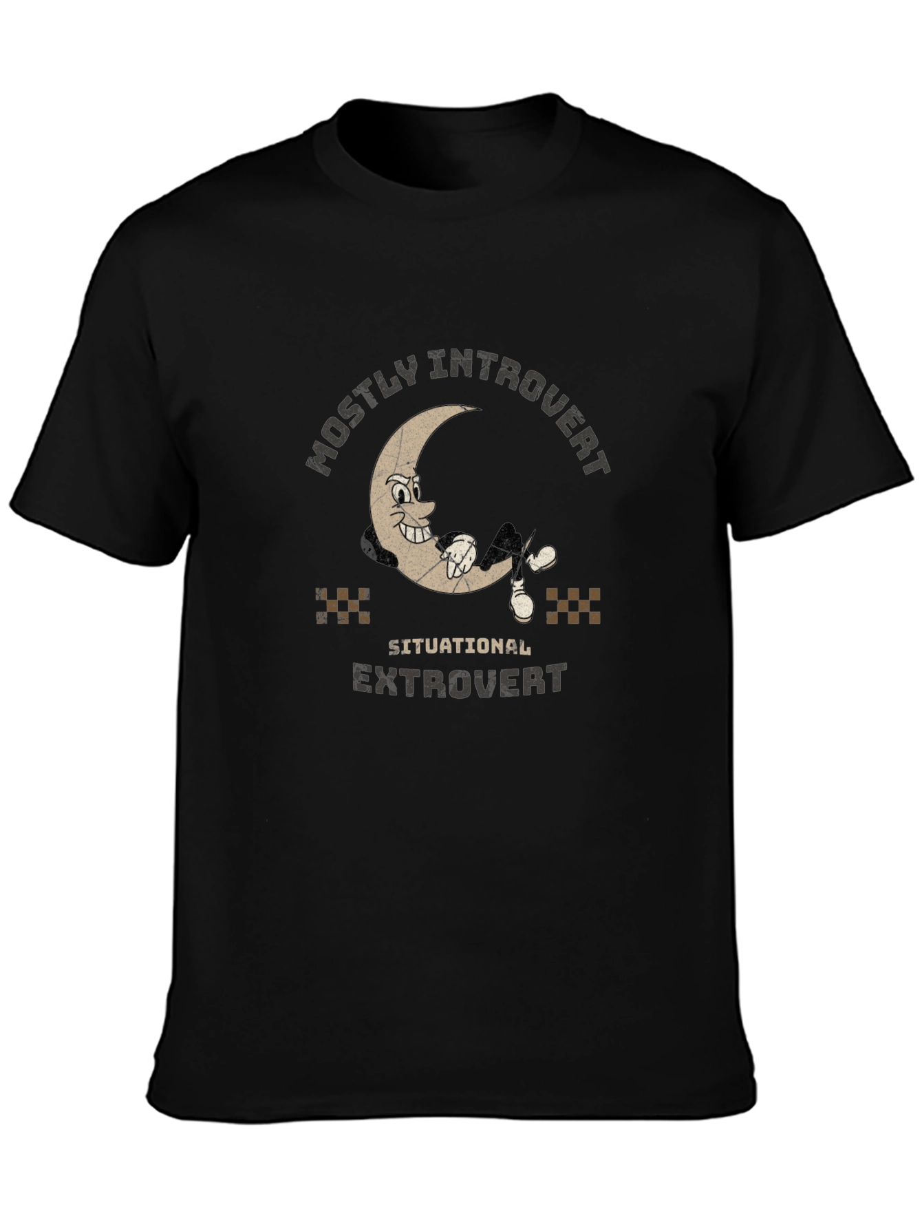 Black Mostly Introvert T-Shirt - Situational Extrovert view 3