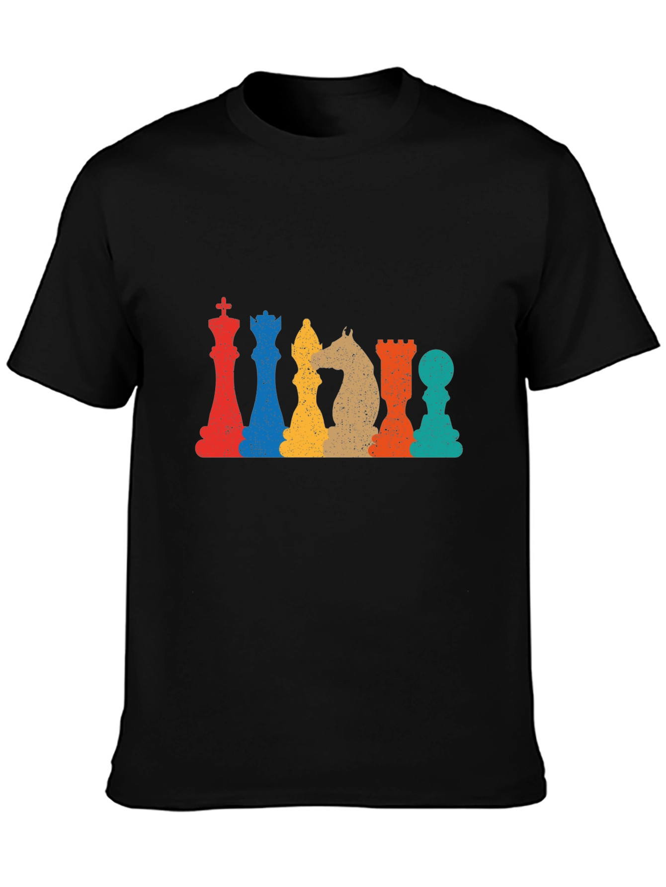 Black Retro Chess Piece Graphic T-Shirt view 3