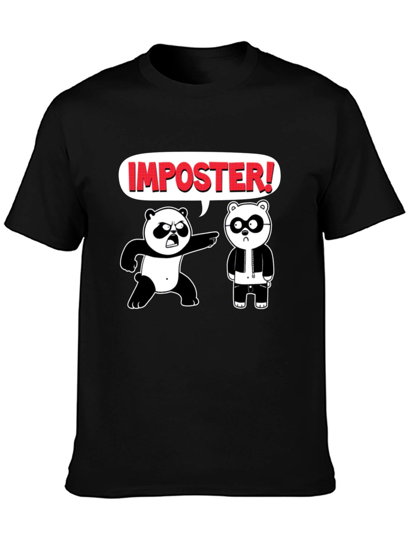 Black Imposter Panda Graphic T-Shirt - Black Cotton Tee view 3