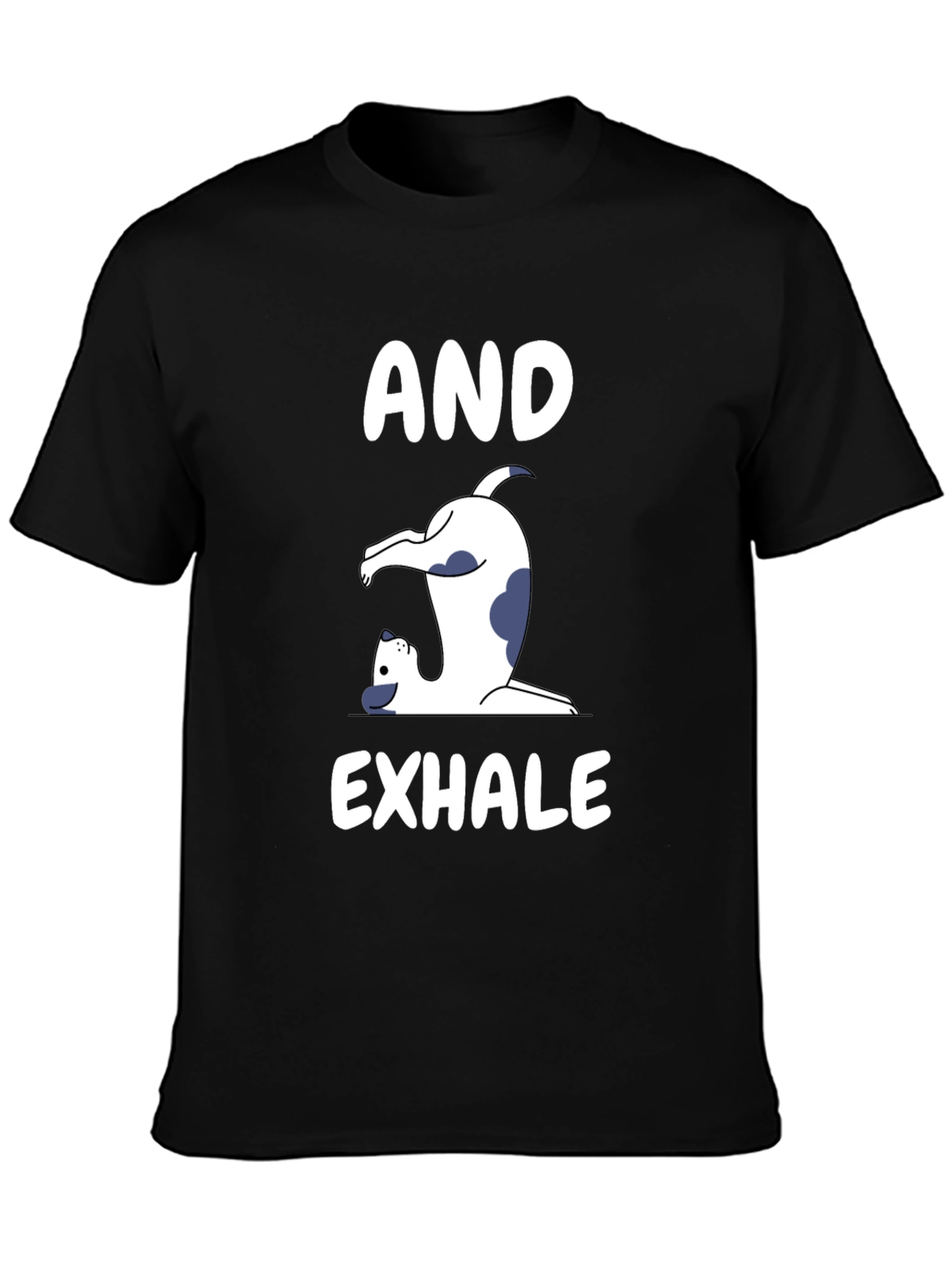 Black And Exhale Yoga Dog T-Shirt view 3