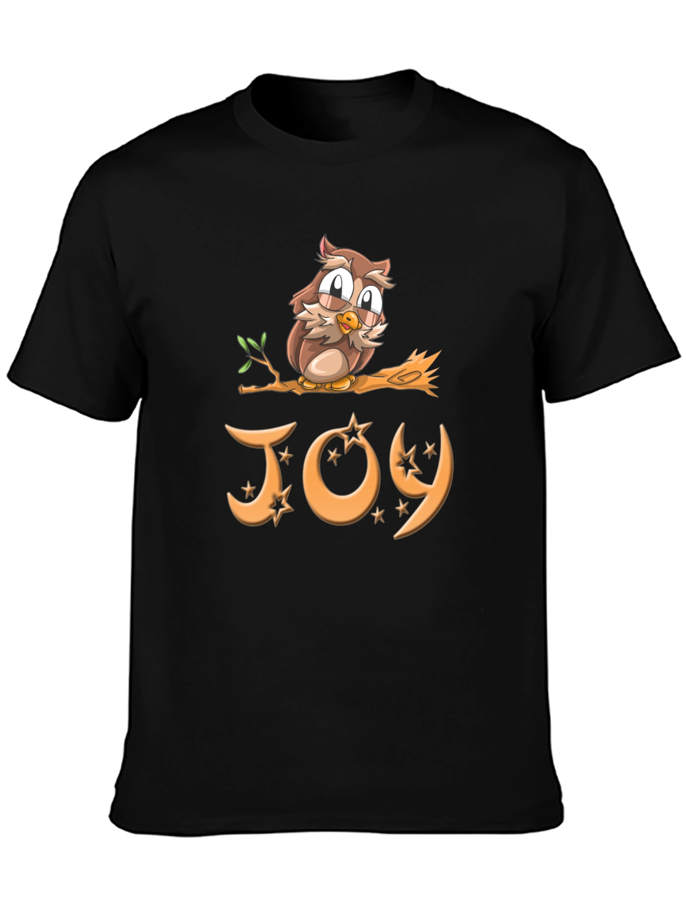 Black Joy Owl T-Shirt - Festive Holiday Design view 3