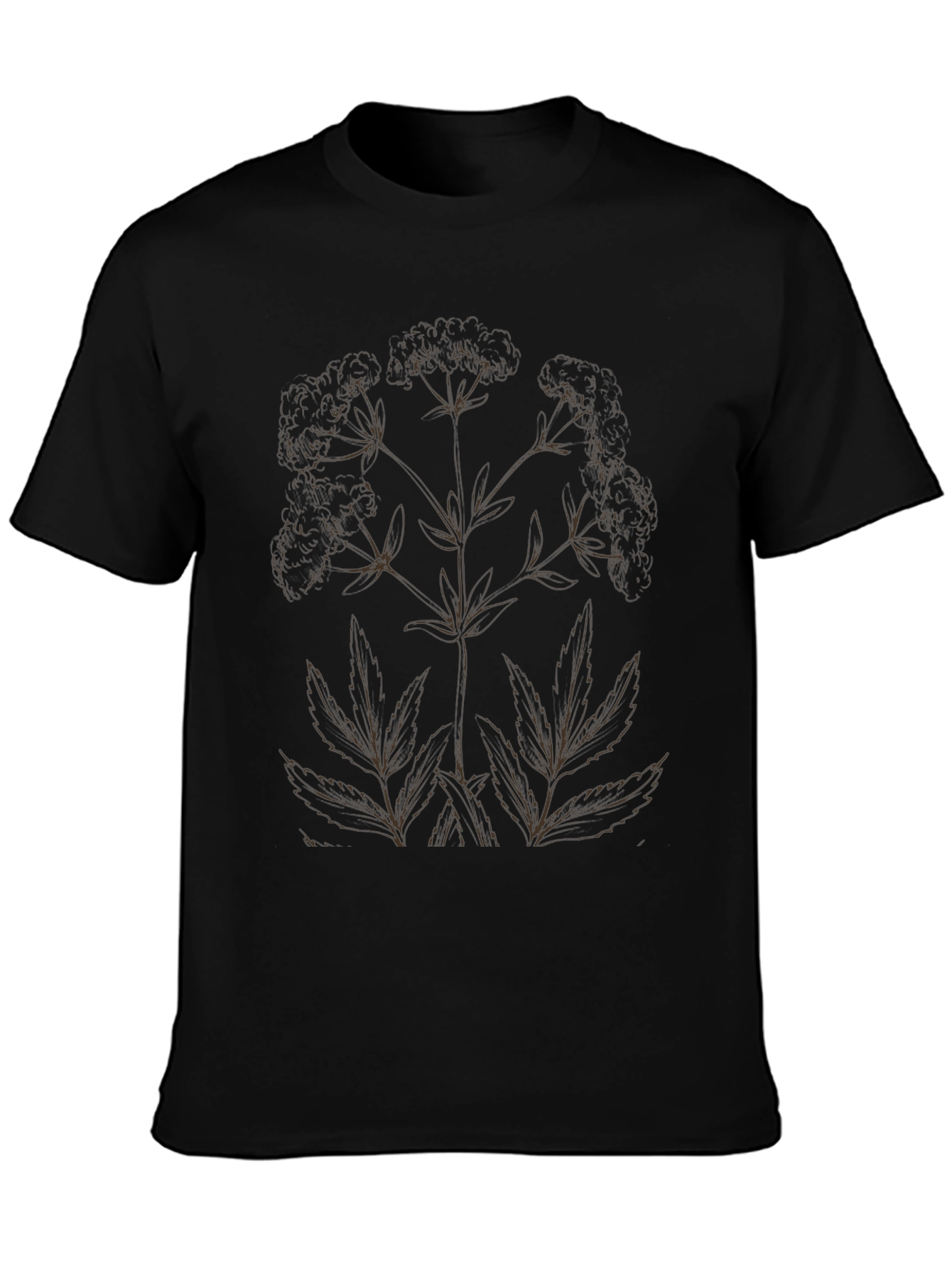 Black Botanical Print Black T-Shirt view 3