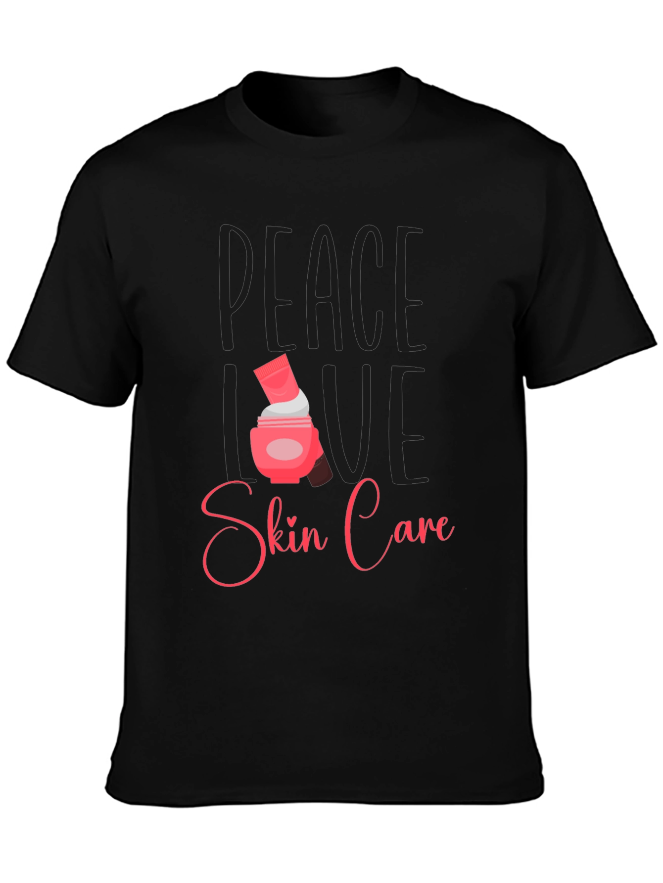 Black Peace Love Skin Care Black T-Shirt view 3