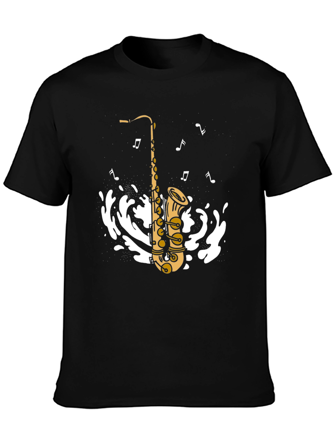 Black Saxophone Music T-Shirt - Stylish Cotton Tee for Music Lovers view 3