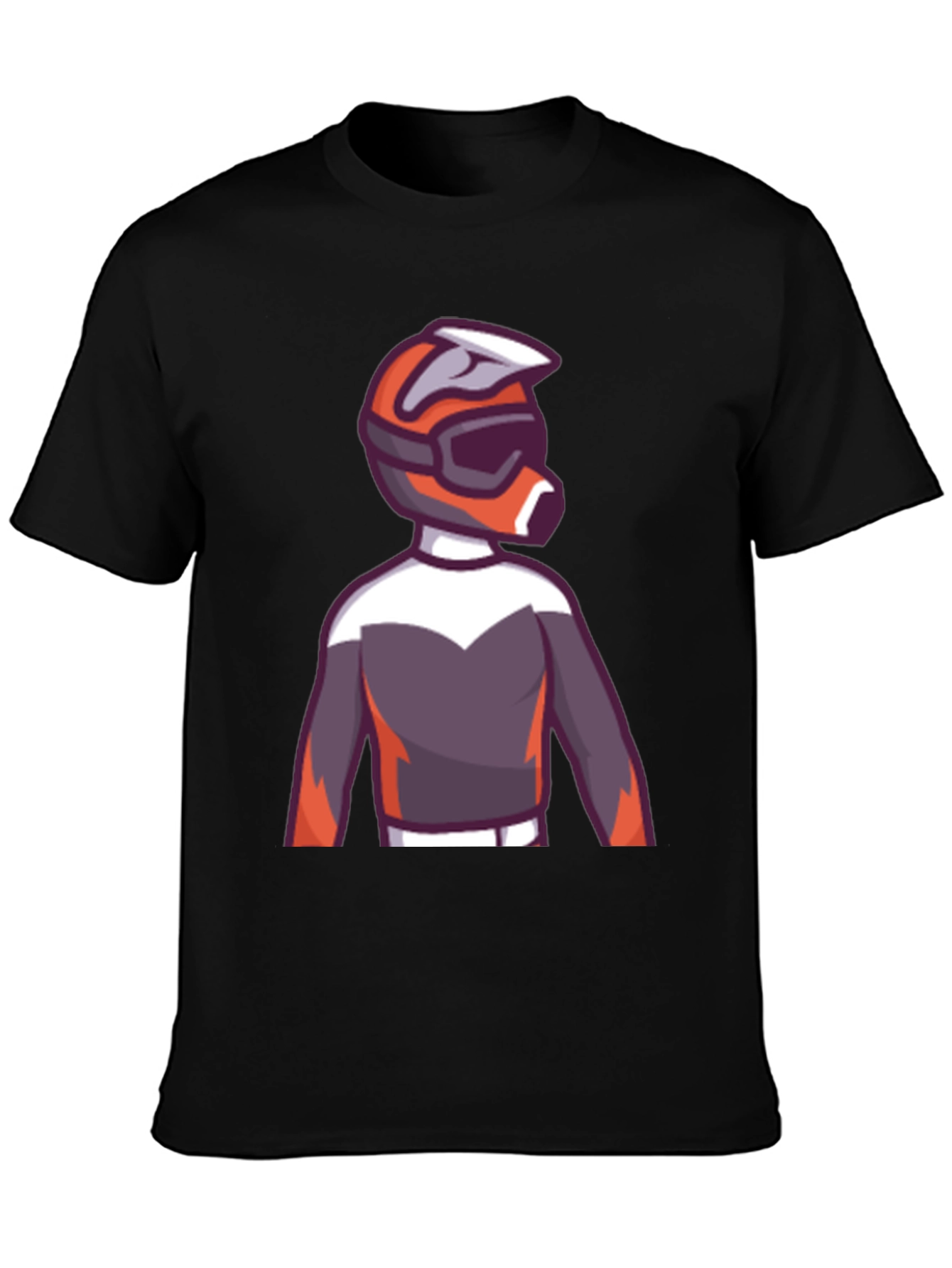 Black Cartoon Motocross Rider Graphic Tee - Black view 3