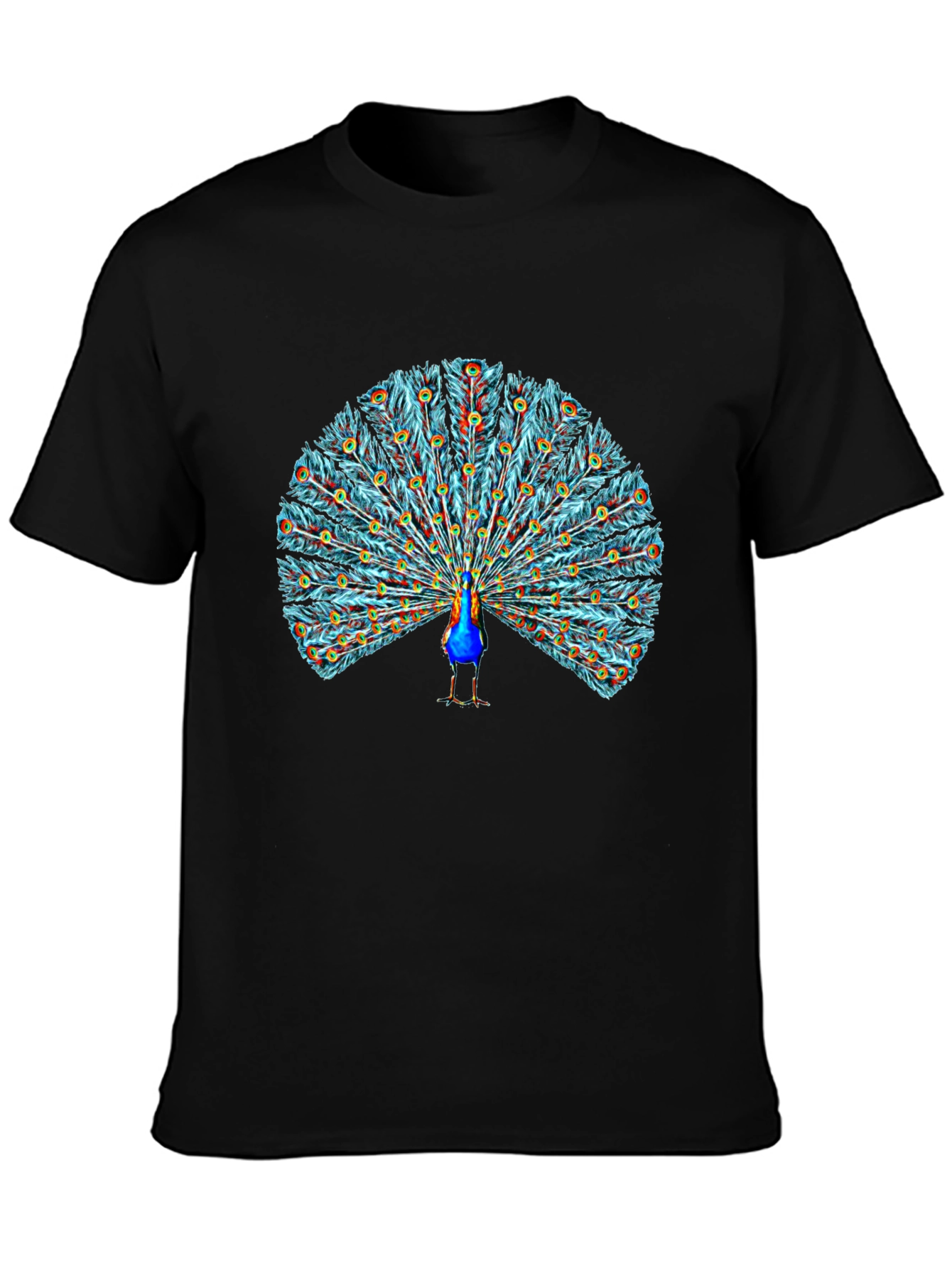 Black Peacock Graphic T-Shirt - Stylish Bird Design - 3