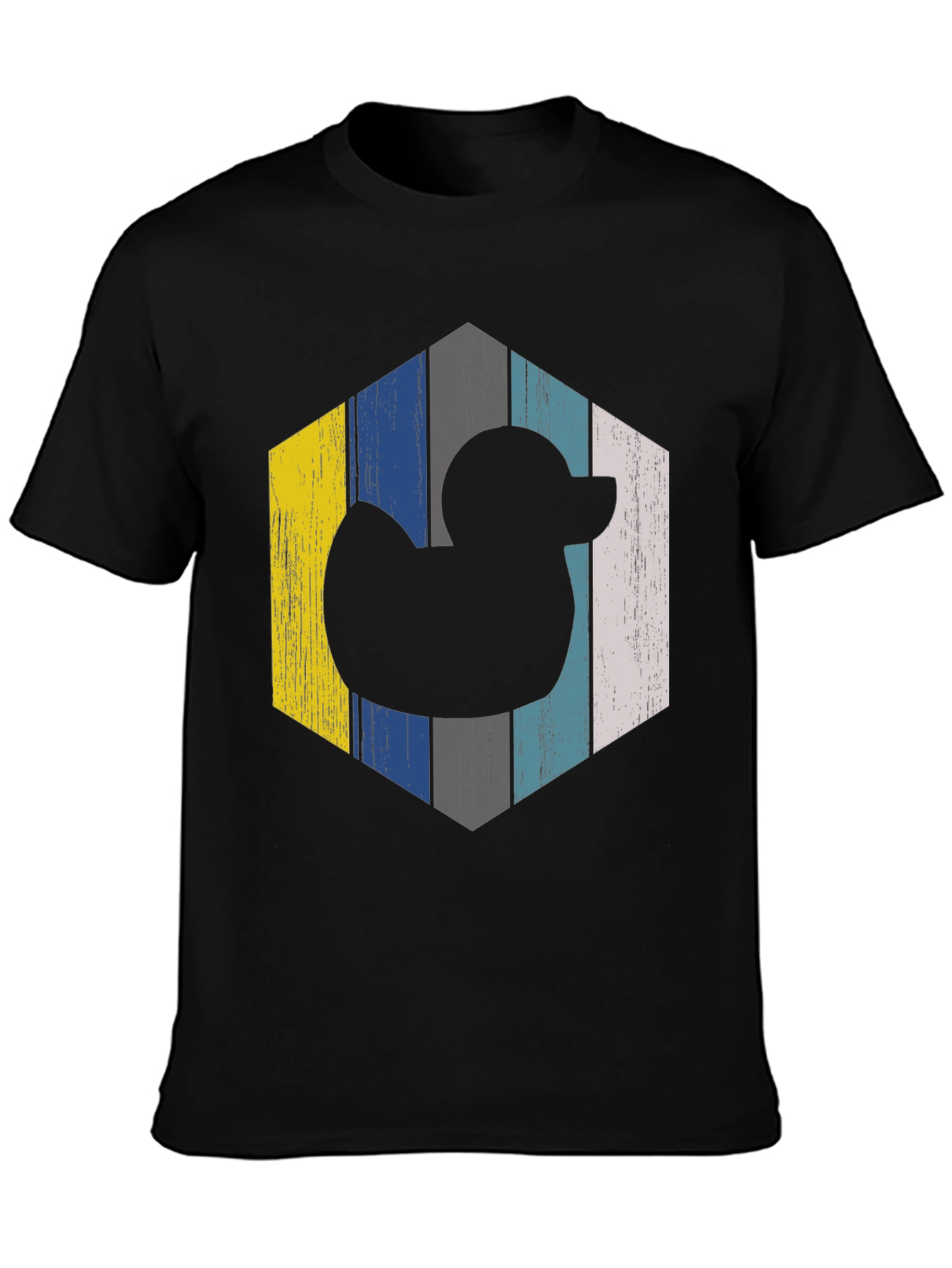 Black Retro Duck Hexagon T-Shirt view 3