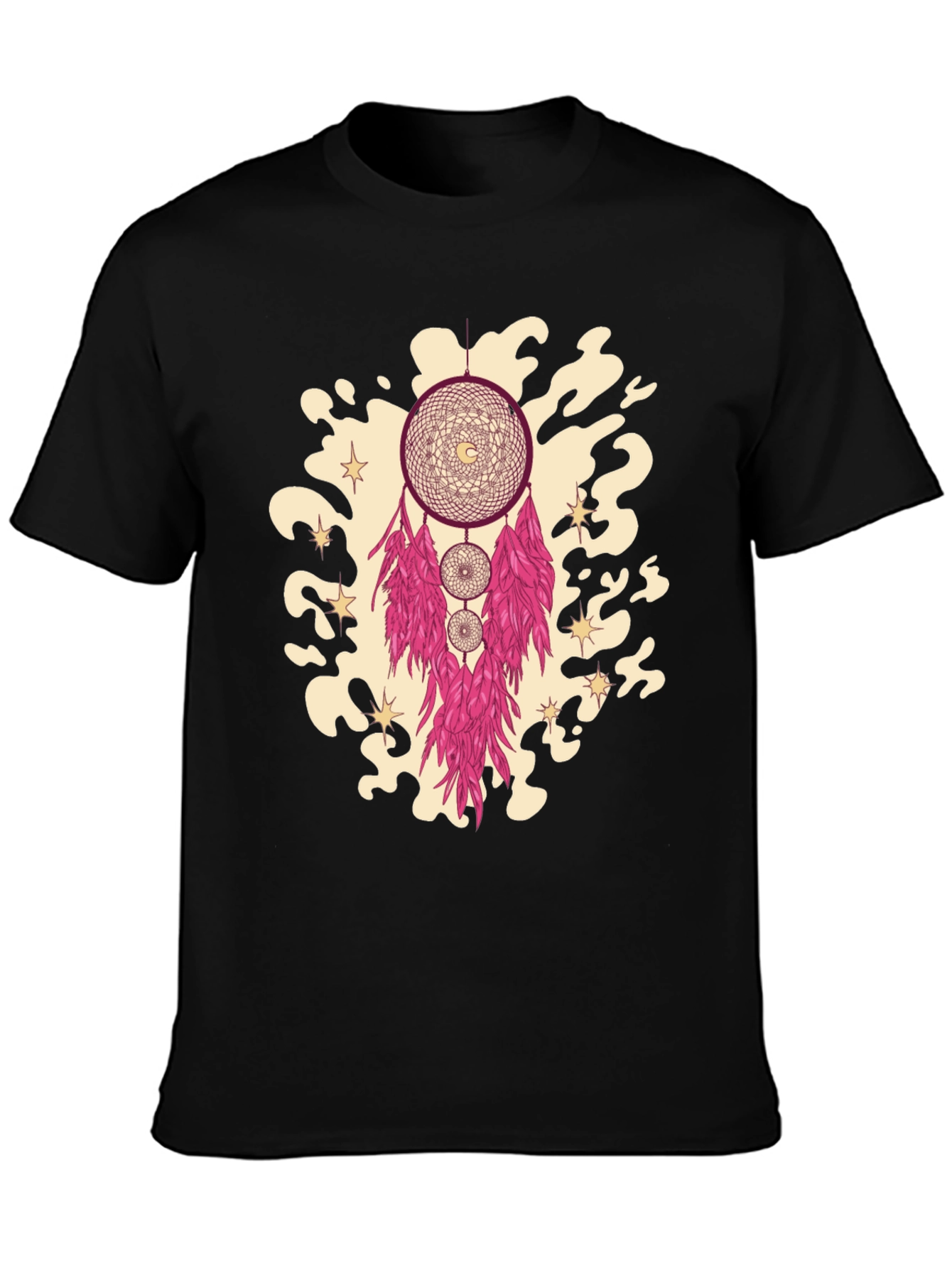 Black Dreamcatcher Graphic Tee - Stylish Black Cotton T-Shirt view 3
