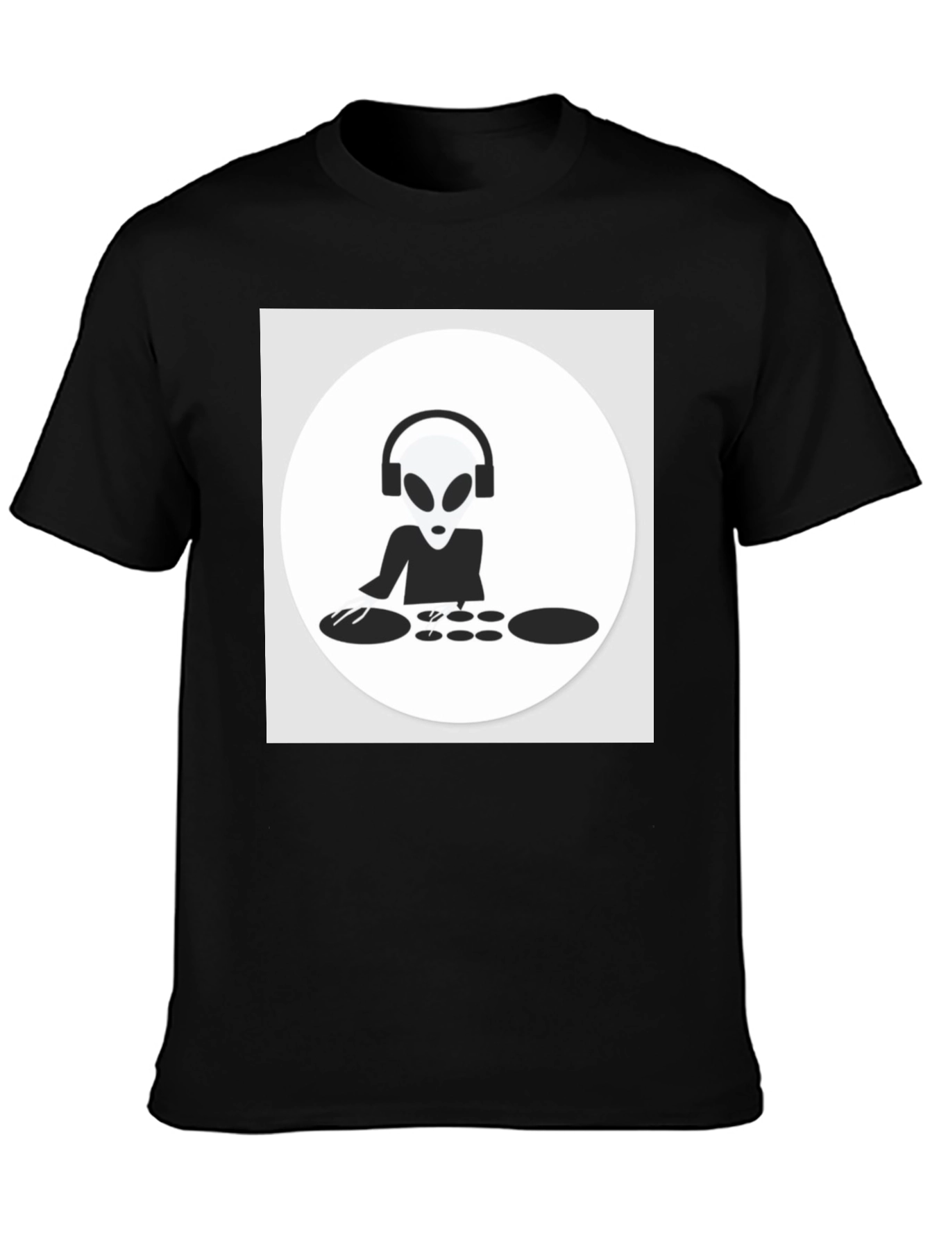Black DJ Alien T-Shirt - Black Cotton Graphic Tee view 3