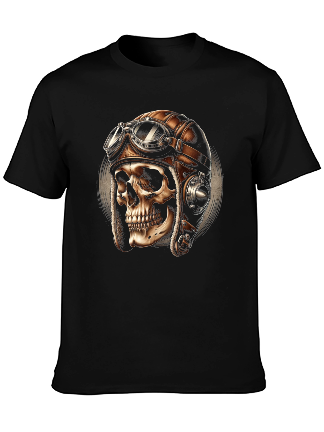 Black Skull Pilot T-Shirt - Vintage Aviator Design view 3