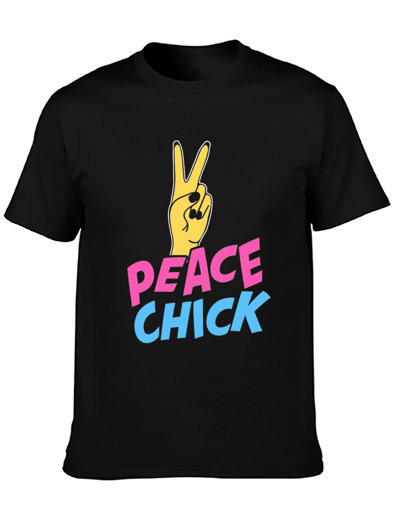 Black Peace Chick Graphic Tee - Black Cotton T-Shirt view 3