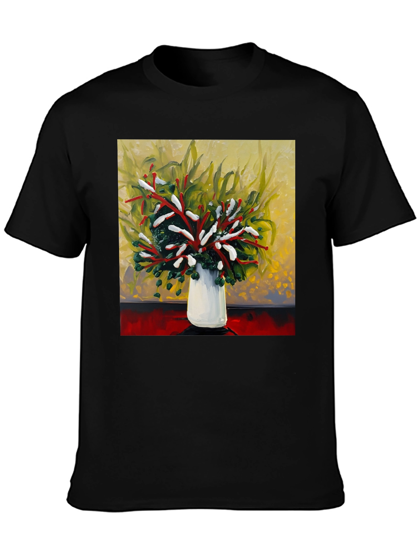 Black Floral Bouquet Graphic Tee - Abstract Art Shirt view 3
