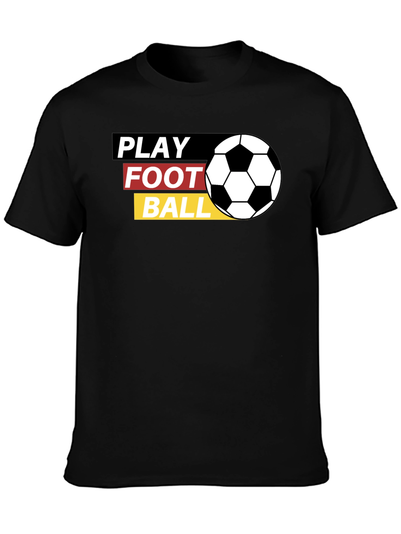 Black Play Football Graphic Tee - Black Cotton T-Shirt view 3