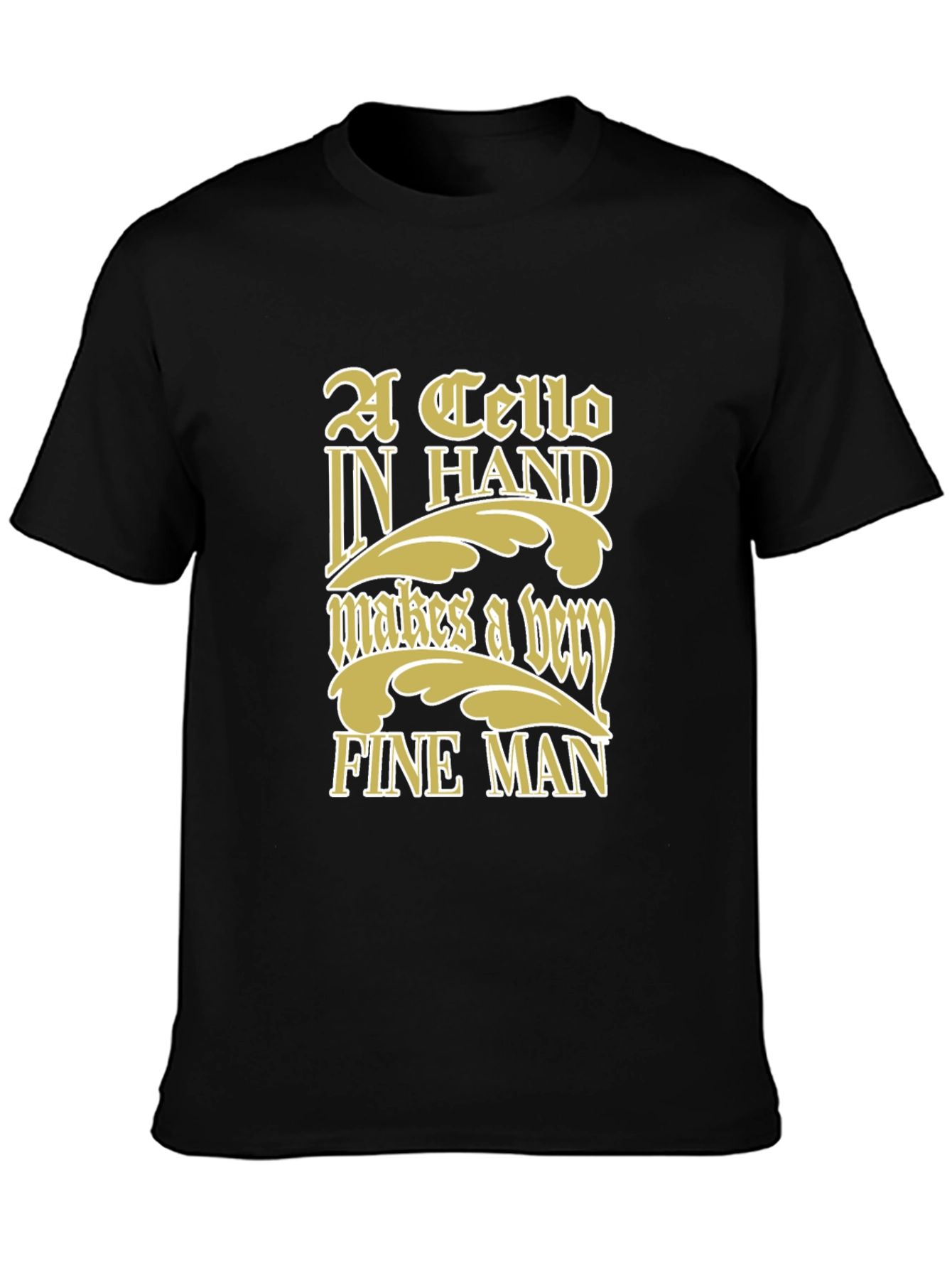 Black Cello In Hand Graphic T-Shirt view 3