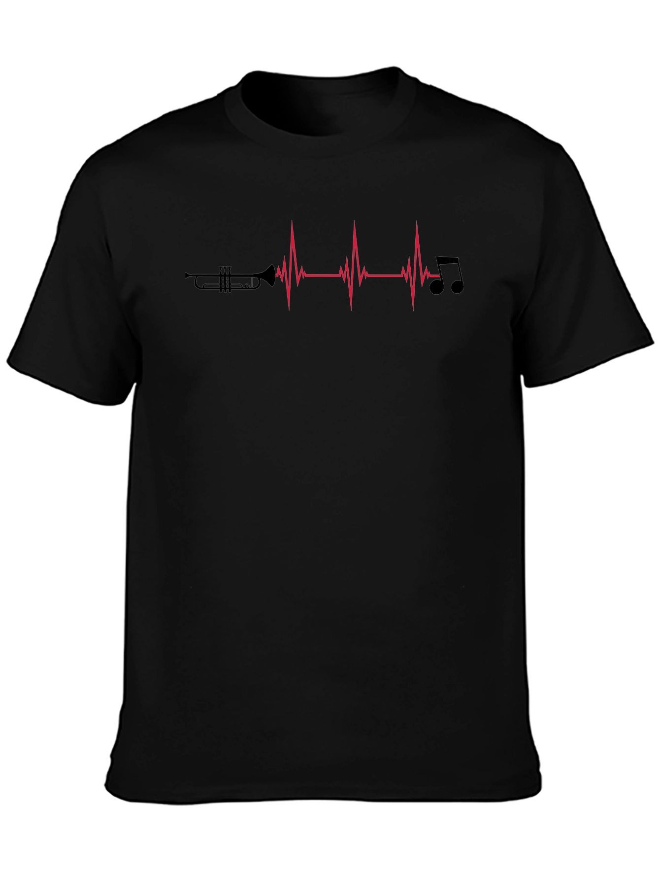 Black Music Heartbeat T-Shirt - Musician Apparel view 3