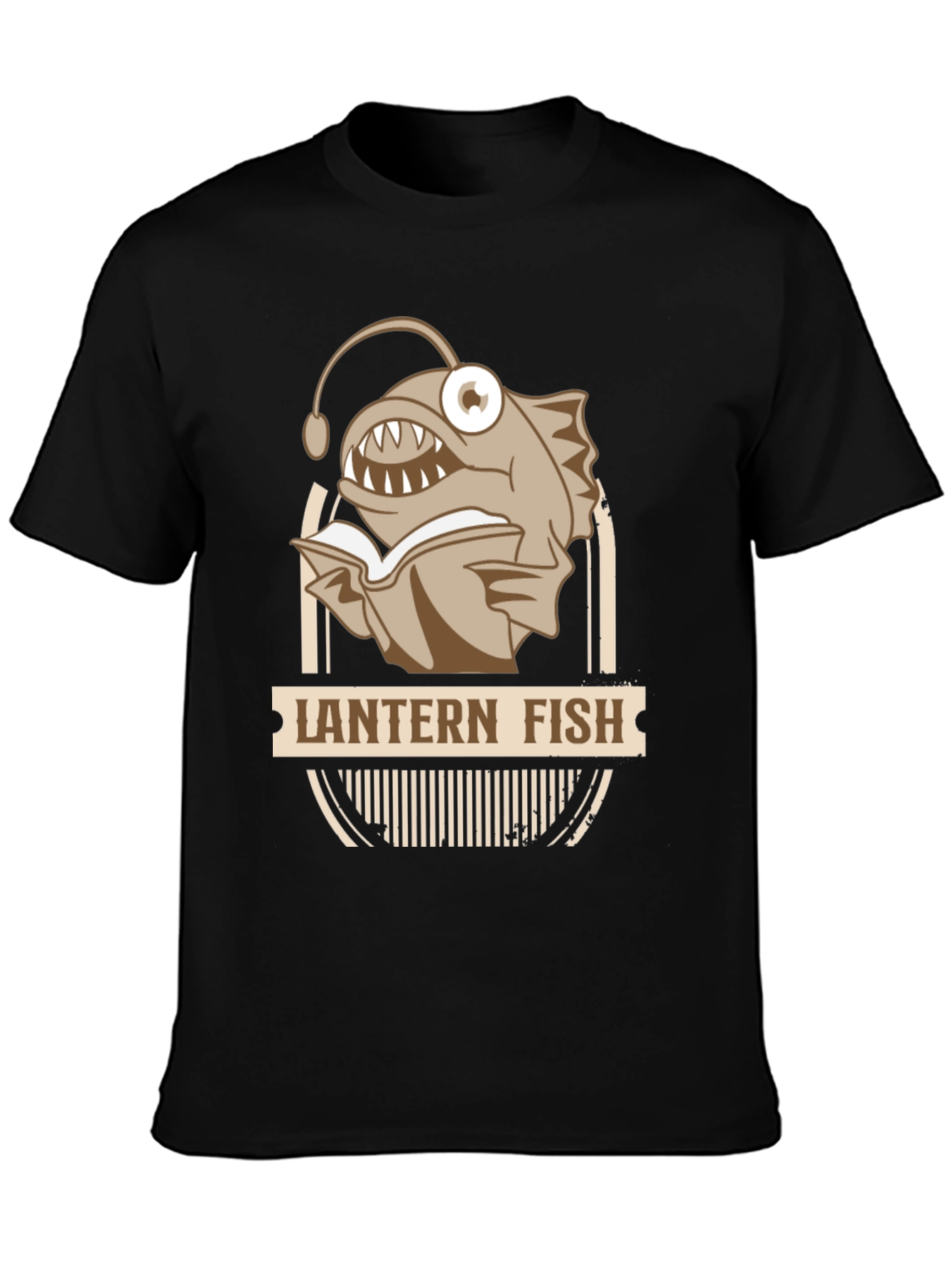 Black Lantern Fish Reading Book T-Shirt view 3